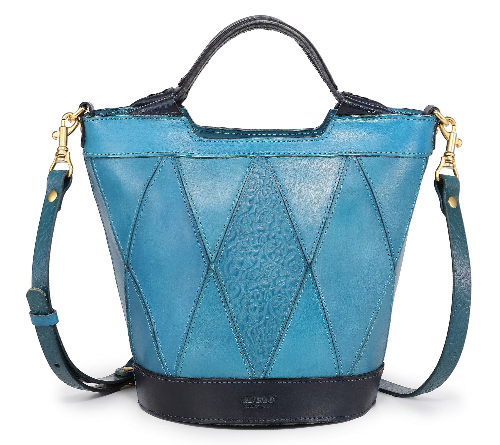 Old Trend Primrose Bucket Leather Top Handle Tote w/ Crossbody