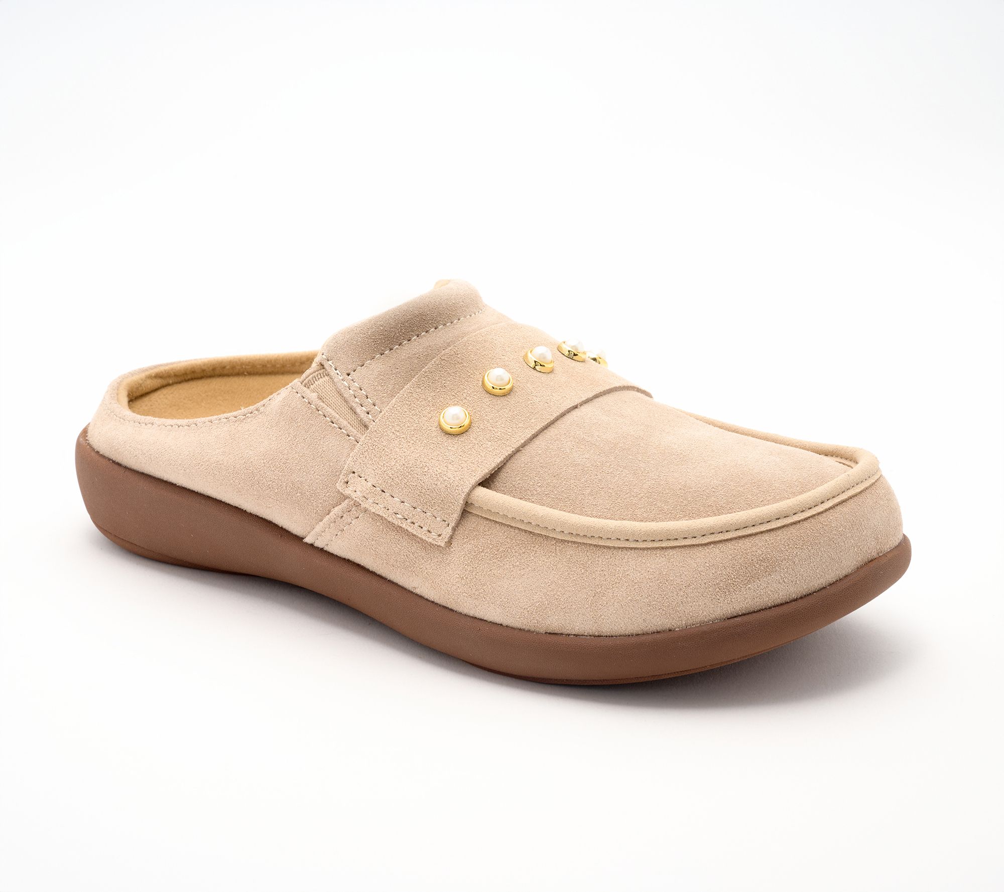 Revitalign Orthotic Embellished Suede Mules - Siesta Franny