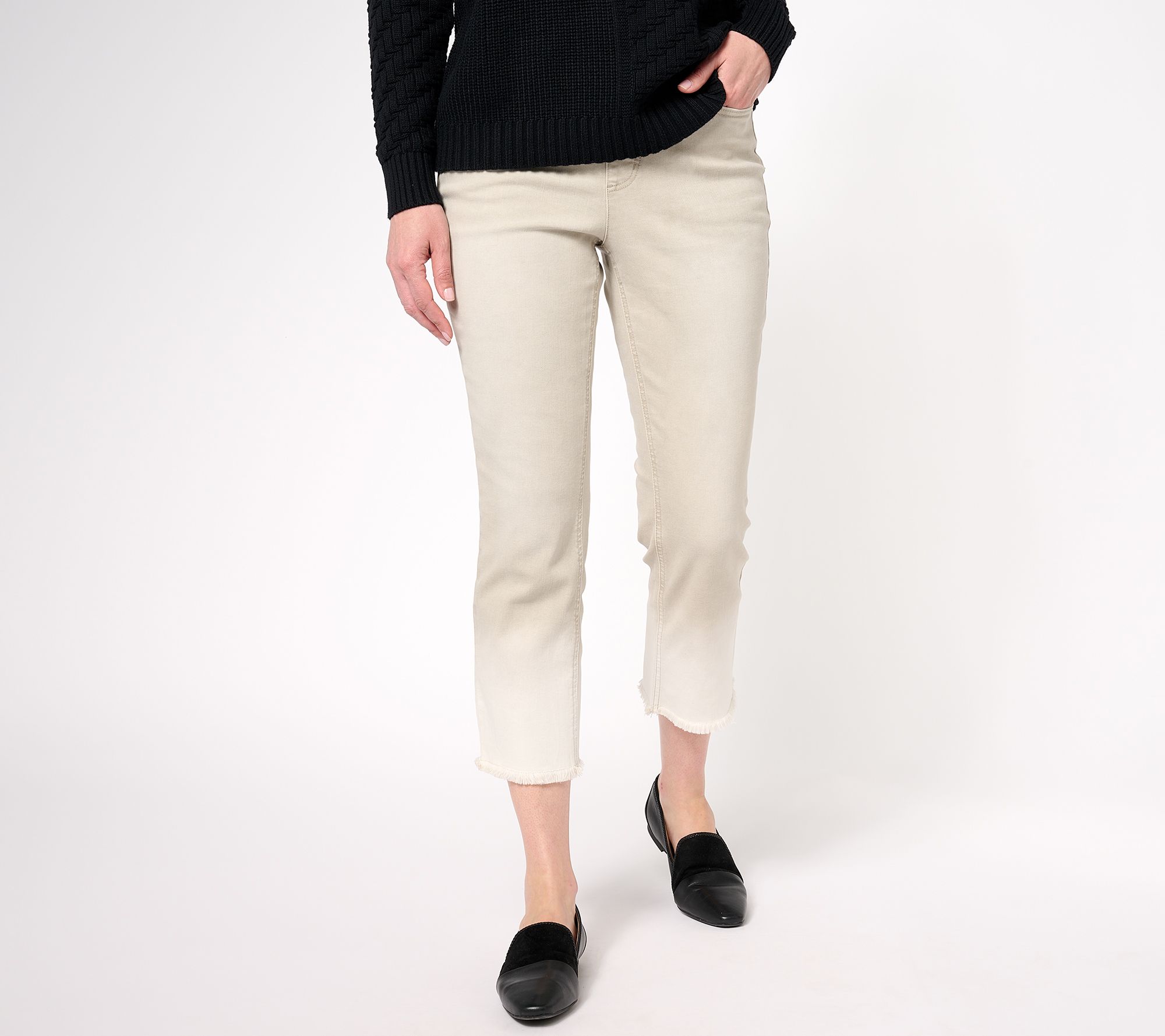 "As Is" Isaac Mizrahi Live! Reg Grey True Denim Dip Dye Ankle Jeans