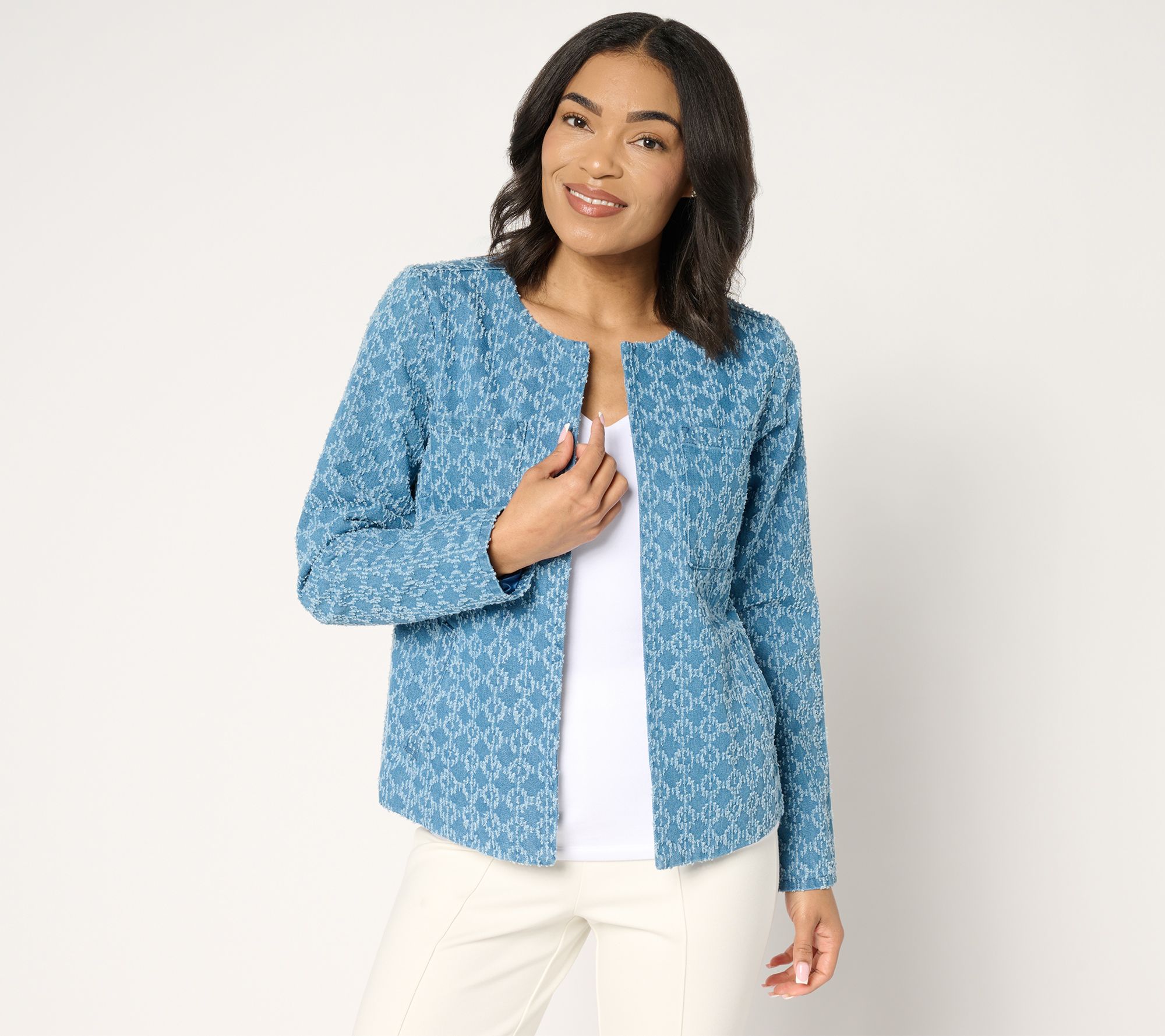 "As Is" Susan Graver Jacquard Denim Jacket