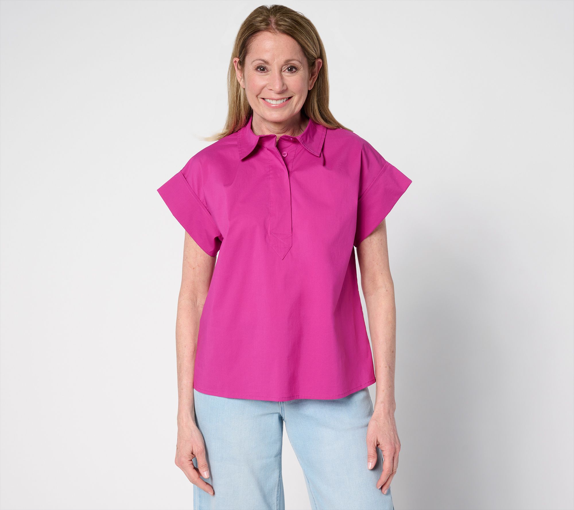 "As Is" Carla Rockmore Collection Cotton Poplin Short Slv Shirt