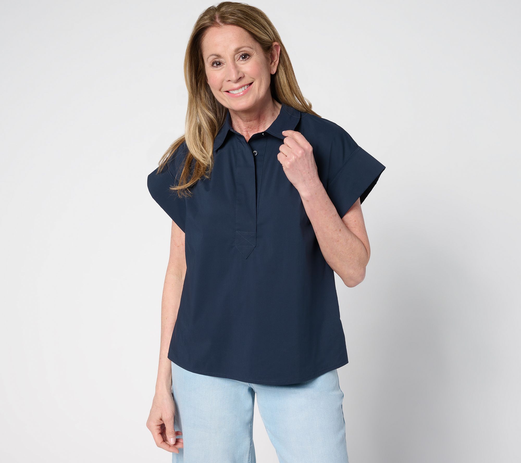 "As Is" Carla Rockmore Collection Cotton Poplin Short Slv Shirt