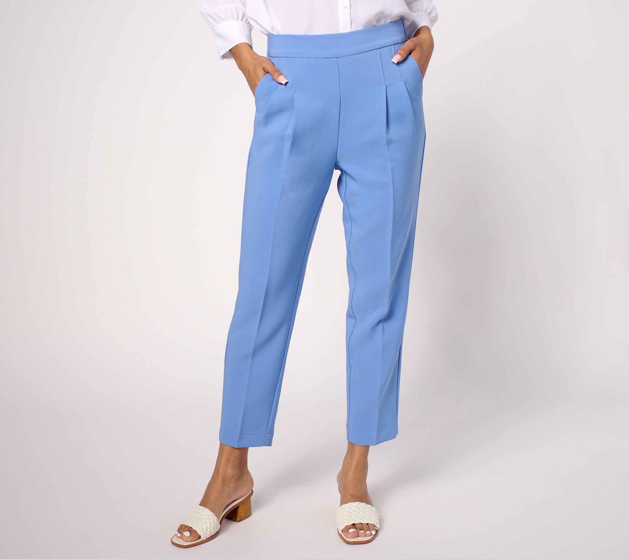 "As Is" Isaac Mizrahi Live! Reg Stretch Crepe Tapered Leg Crop Pants