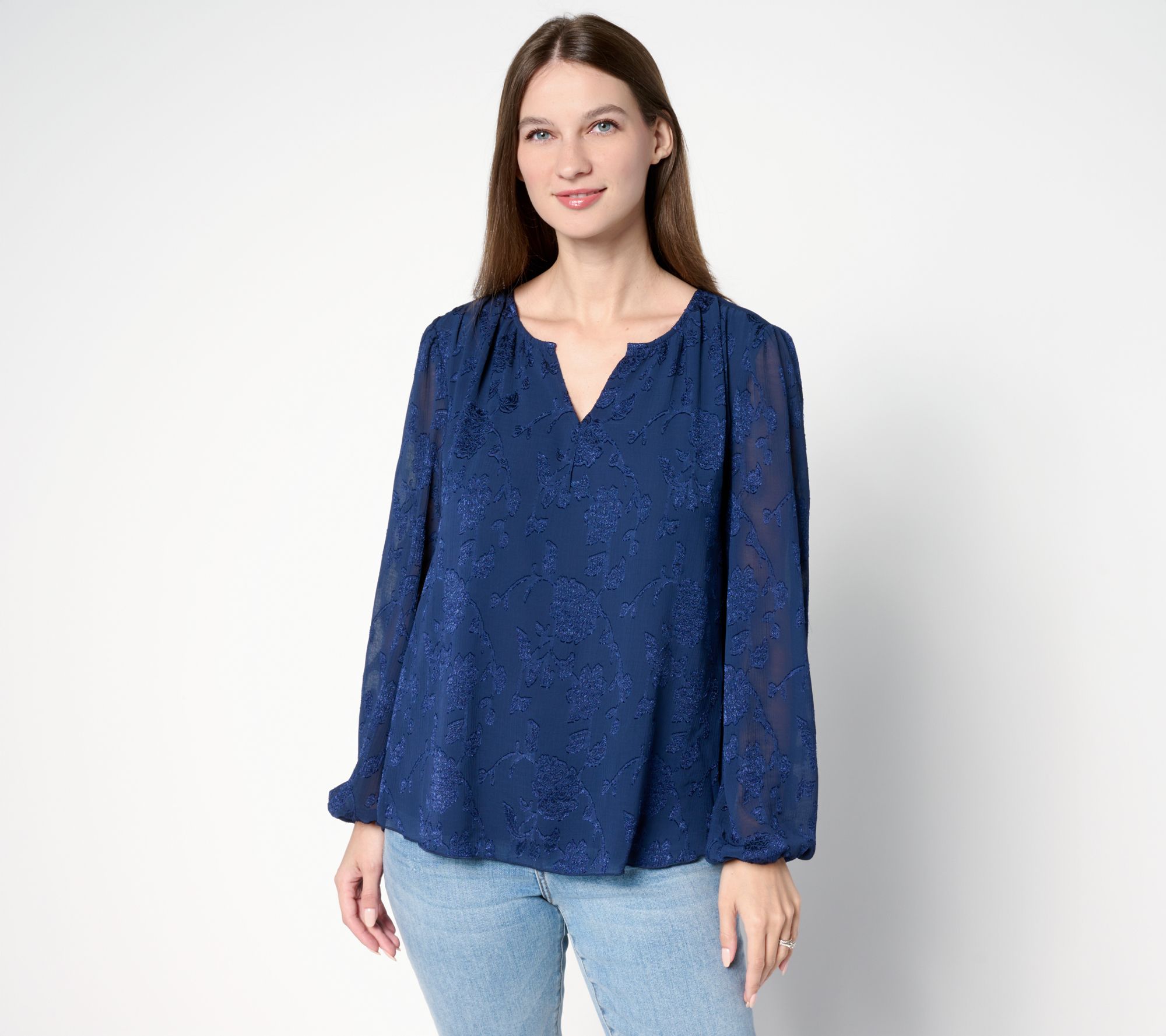 "As Is" Studio Park x Terri Conn Clip Jacquard Chiffon Blouse
