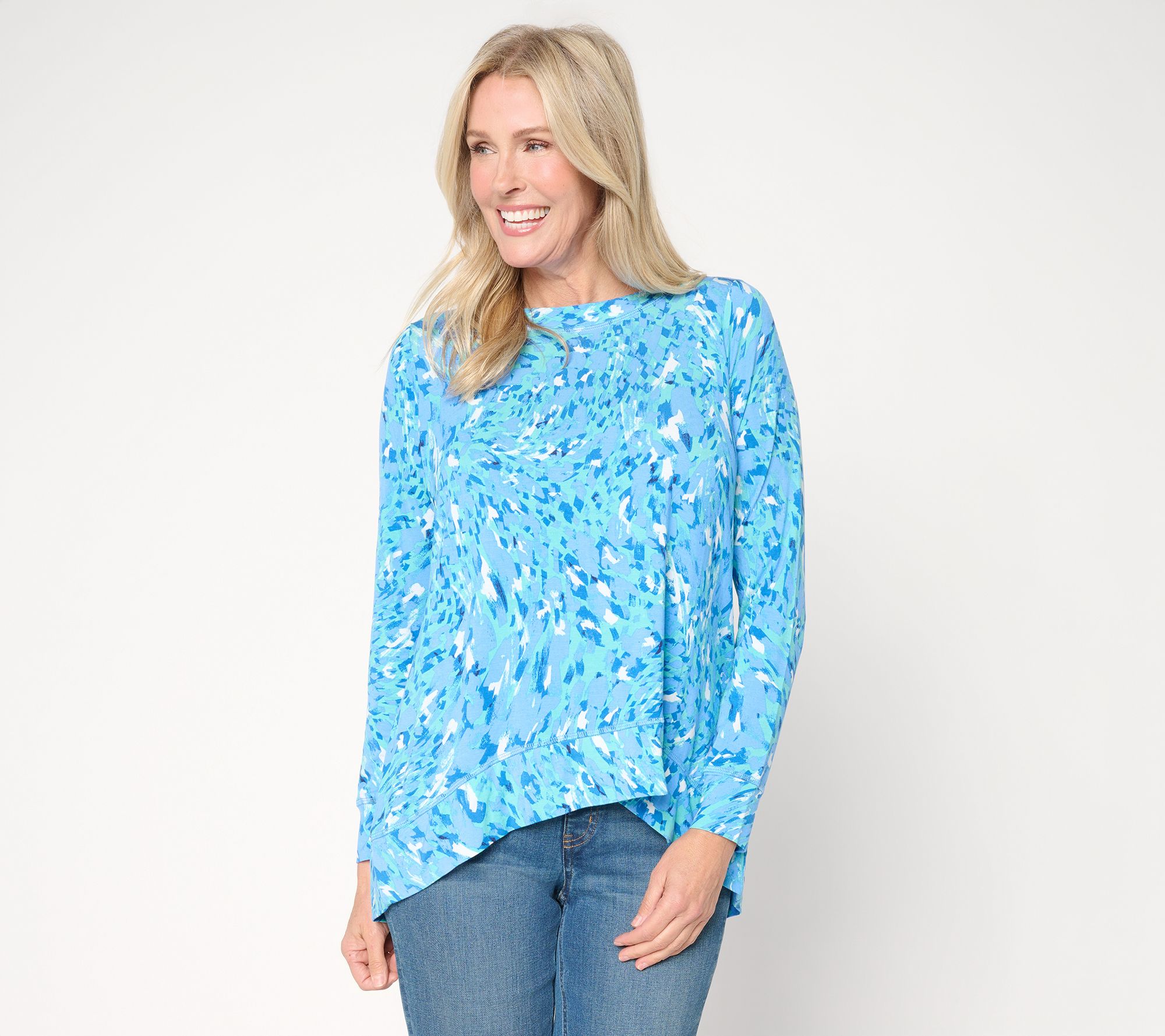 Belle by Kim Gravel Rayon Spandex Wild Elegance Hi-Low Top