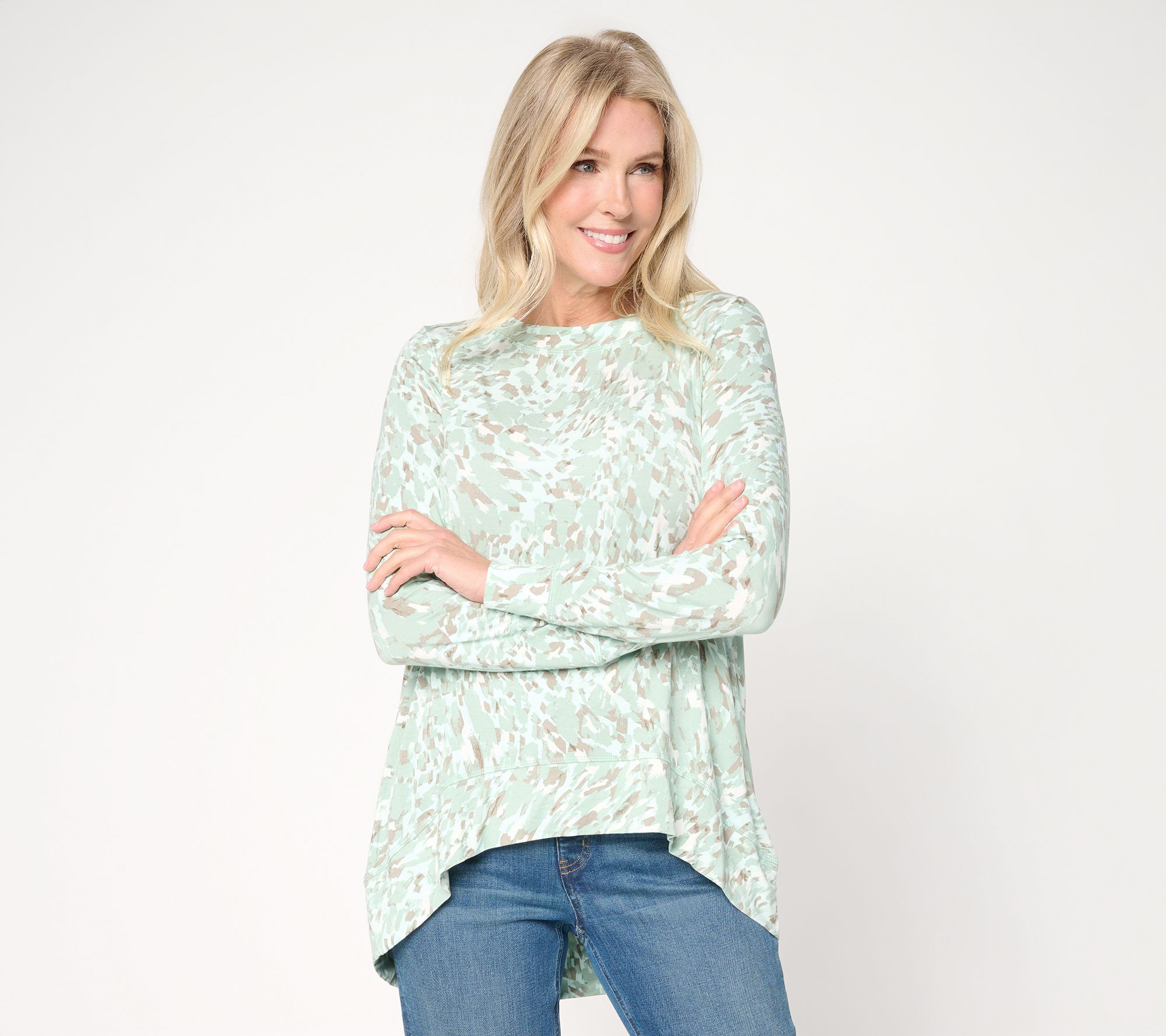 Belle by Kim Gravel Rayon Spandex Wild Elegance Hi-Low Top