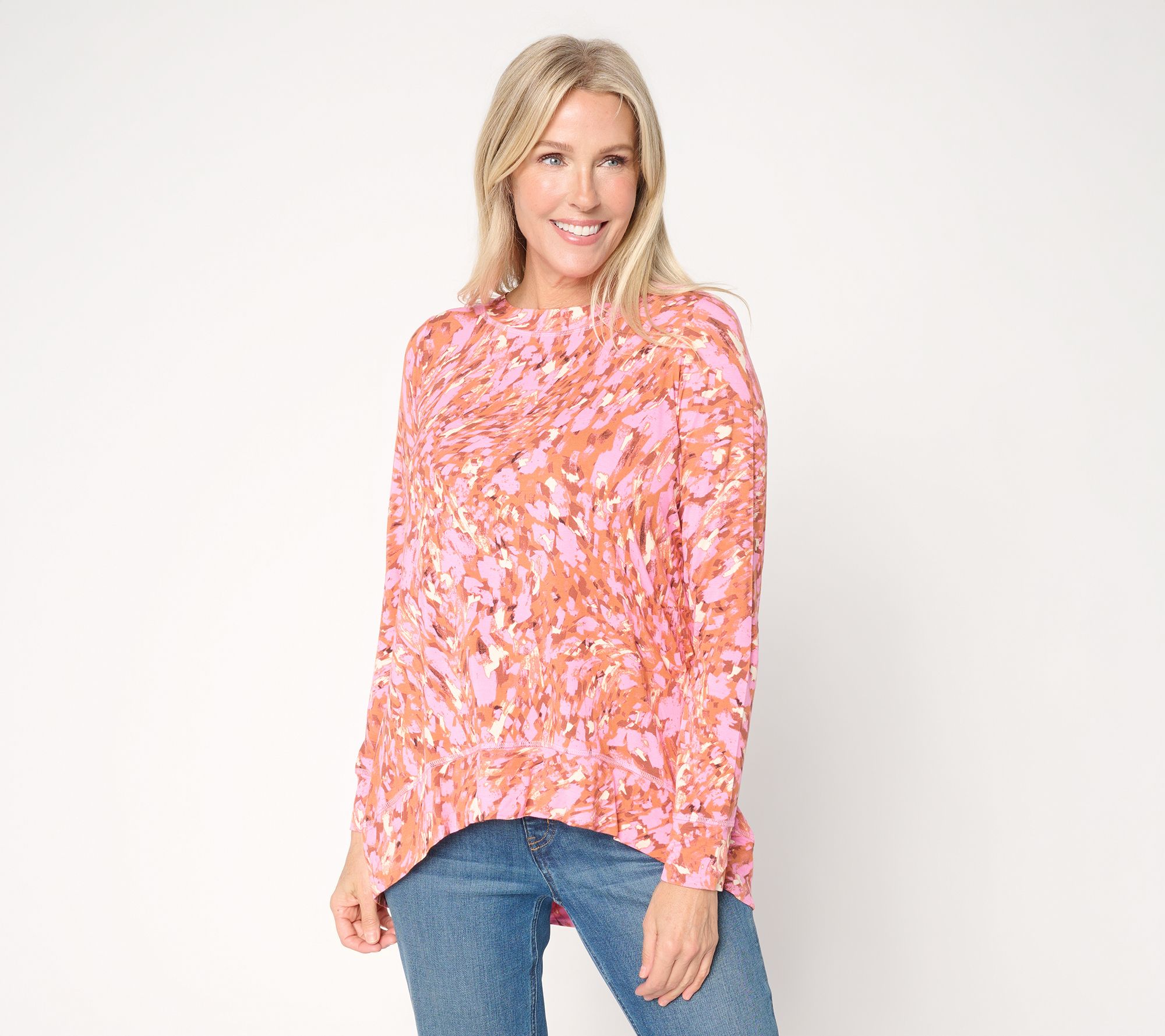 Belle by Kim Gravel Rayon Spandex Wild Elegance Hi-Low Top