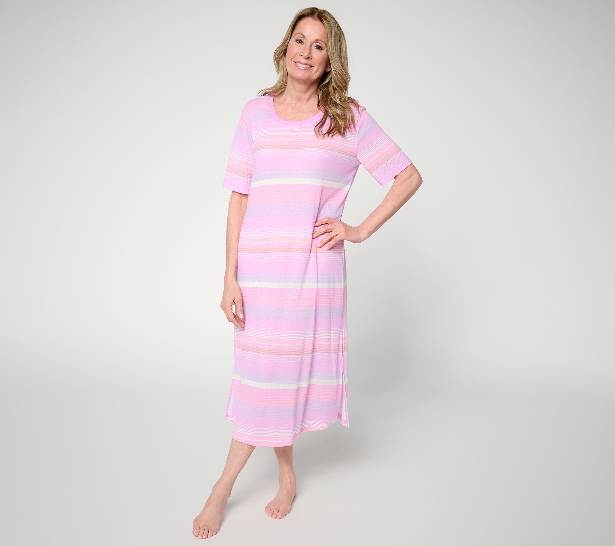 MUK LUKS Elbow Length Sleeve Skirted Dress with Pockets