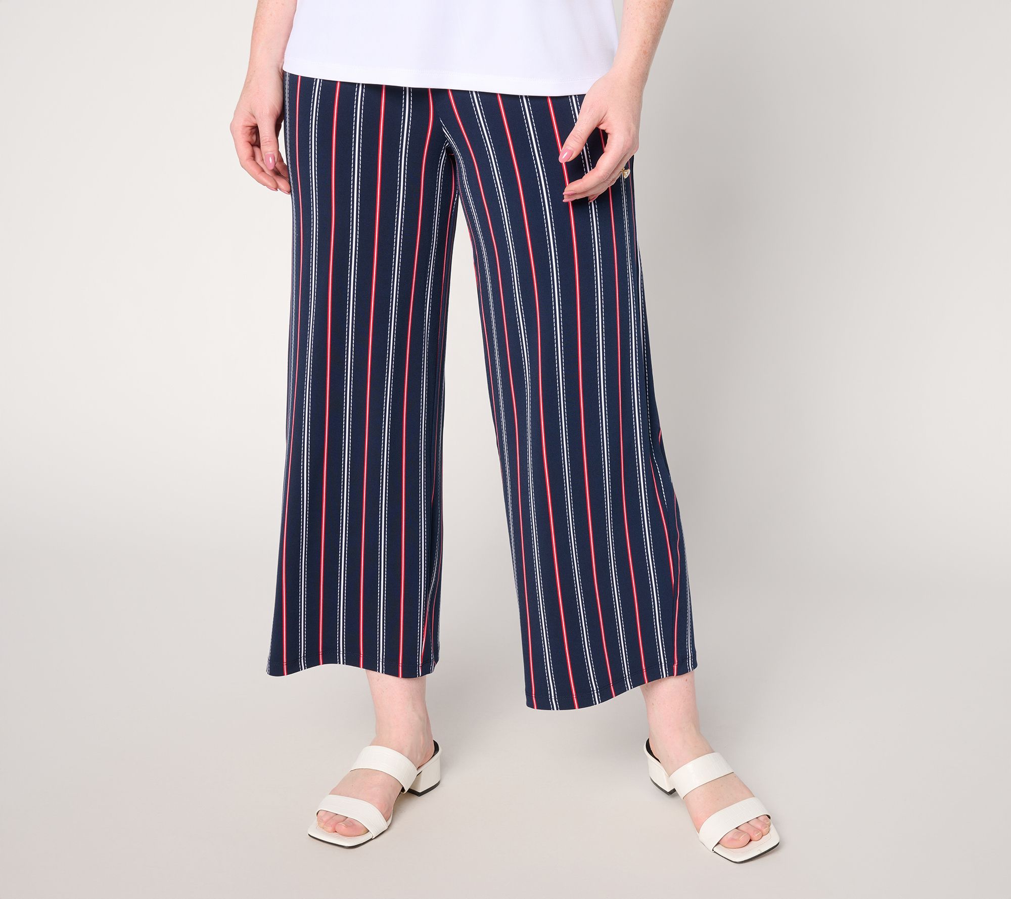 Susan Graver Regular Printed Liquid Knit Wide-Leg Crop Pant