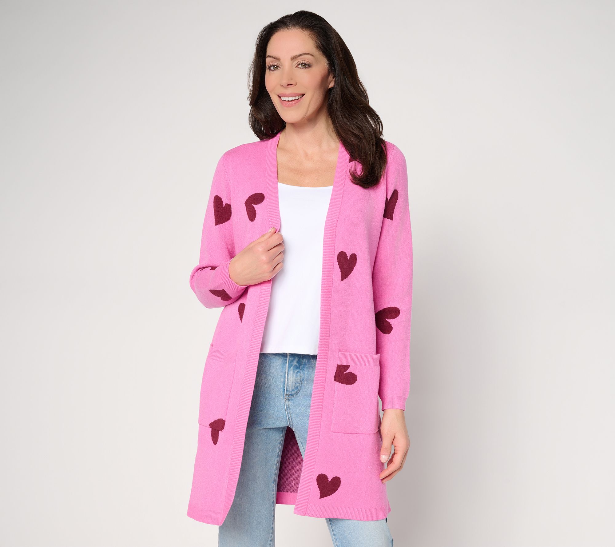 Mally Roncal Checkered Love Open Front Cardigan Sweater