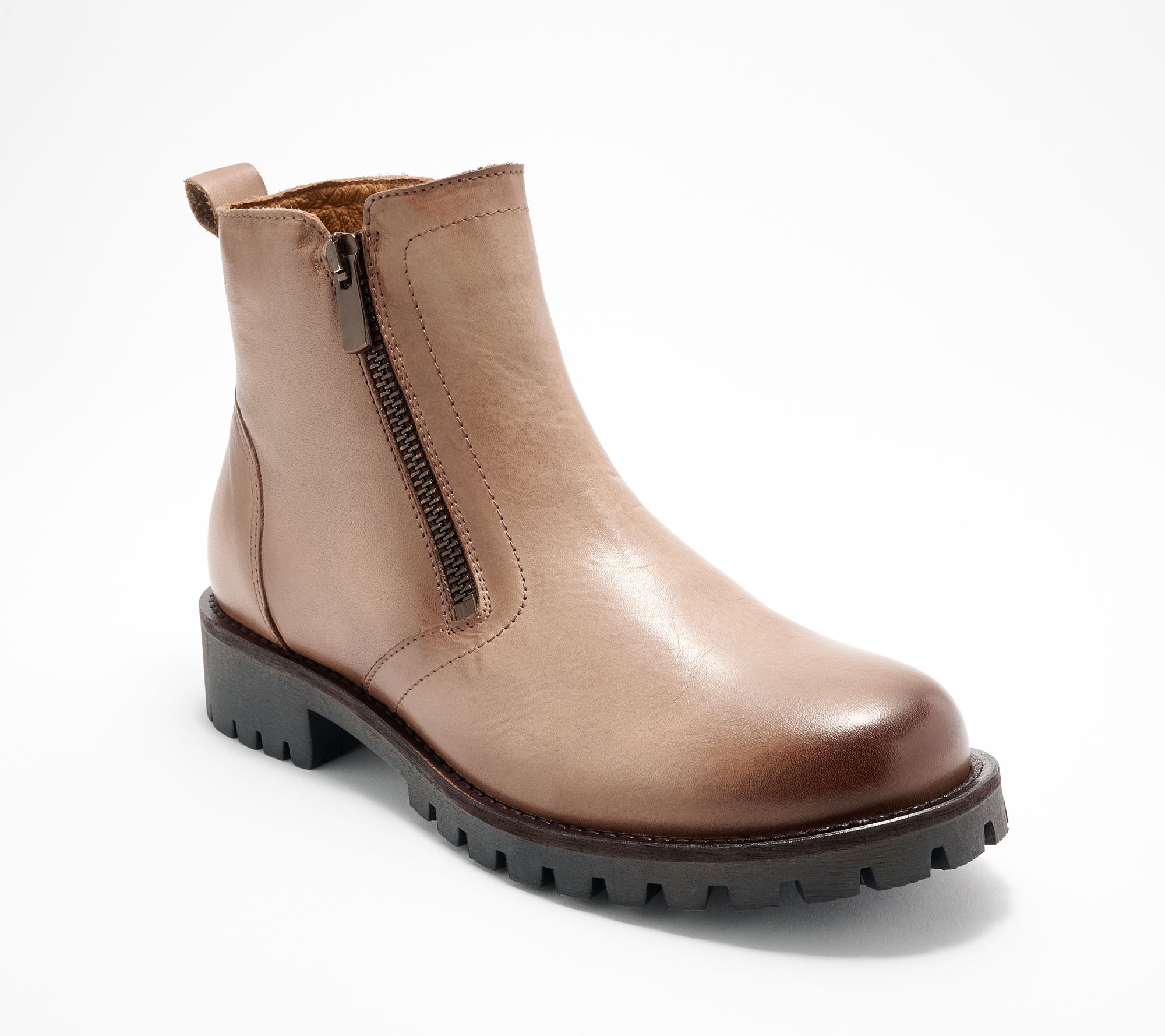 "As Is" Miz Mooz Leather Dual Zipper Ankle Boots- Alise