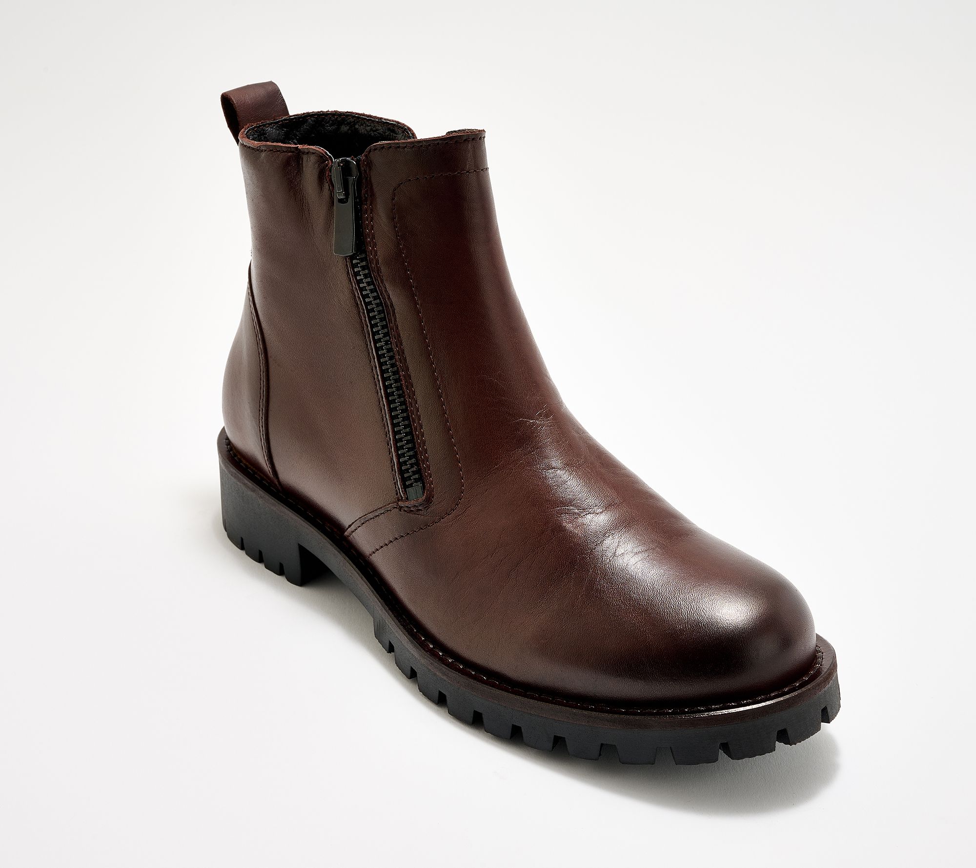 "As Is" Miz Mooz Leather Dual Zipper Ankle Boots- Alise