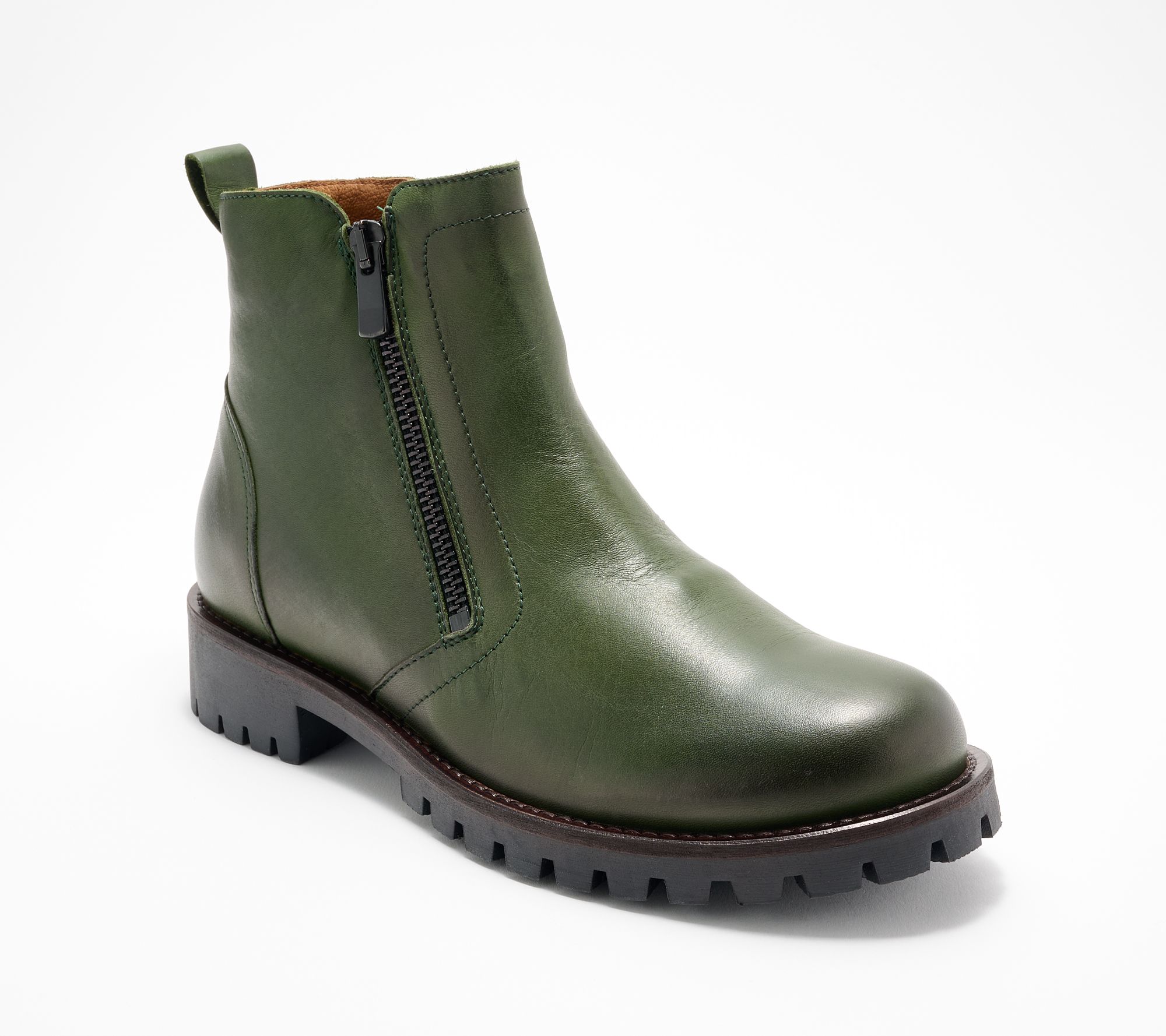 "As Is" Miz Mooz Leather Dual Zipper Ankle Boots- Alise