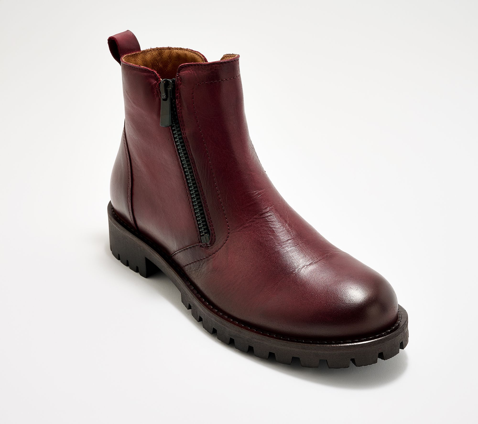 "As Is" Miz Mooz Leather Dual Zipper Ankle Boots- Alise