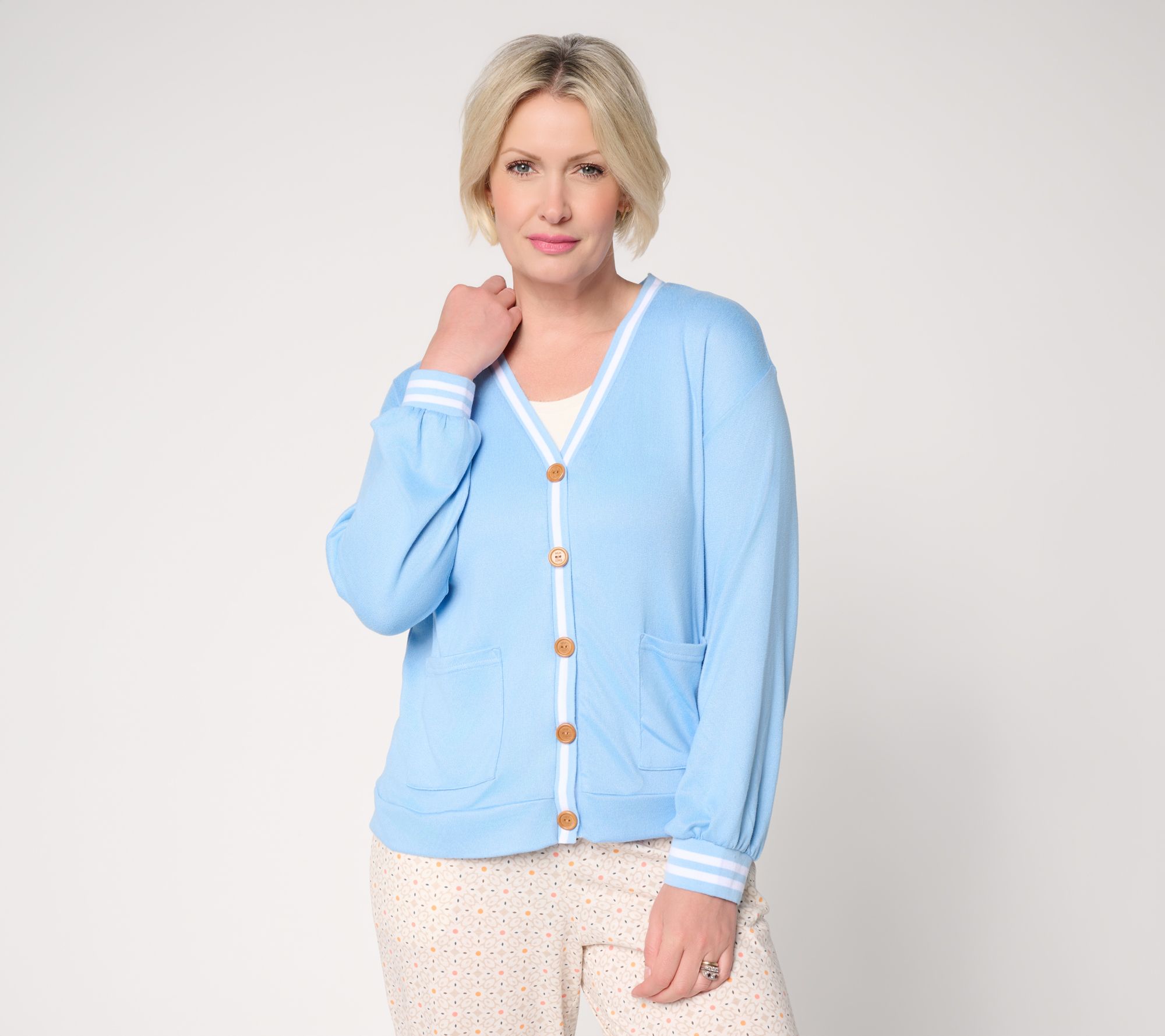 MUK LUKS Solid Butterknit Button Down Cardigan