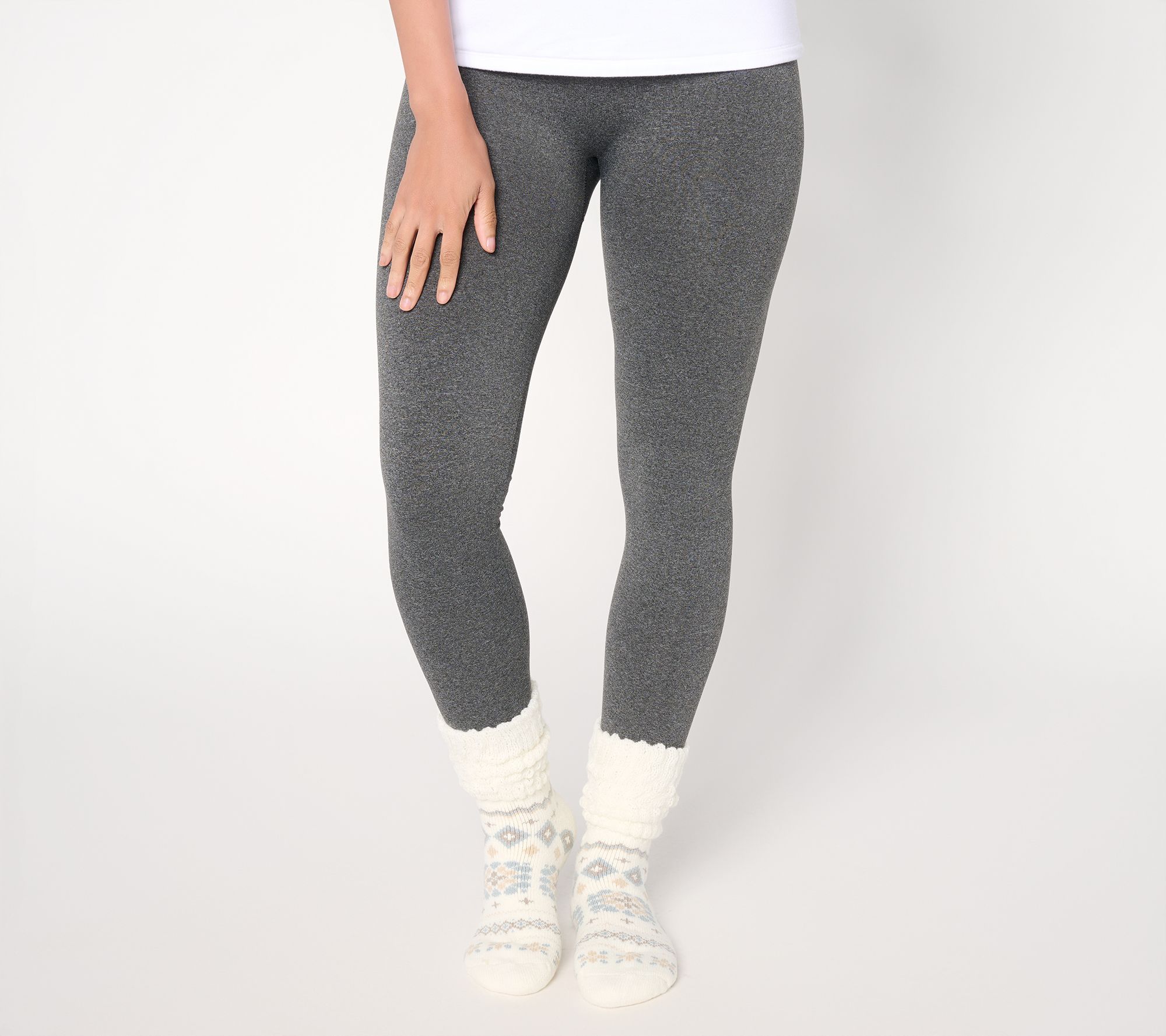 "As Is" MUK LUKS Fleece Lined Leggings & Thermal Slouch Sock