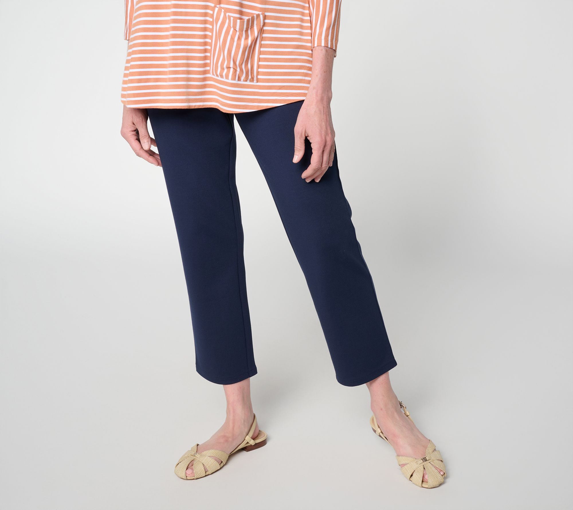 Joan Rivers Regular Scallop Back Pull-On Ponte Crop Pants