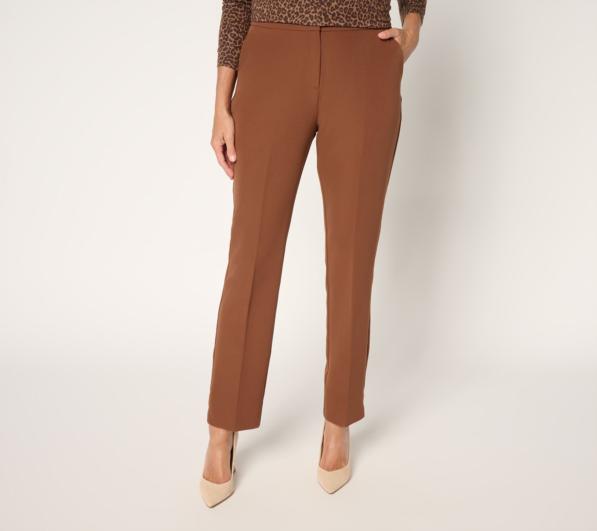 "As Is" Joan Rivers Petite Bi-Stretch Twill Straight Leg Ankle Pants