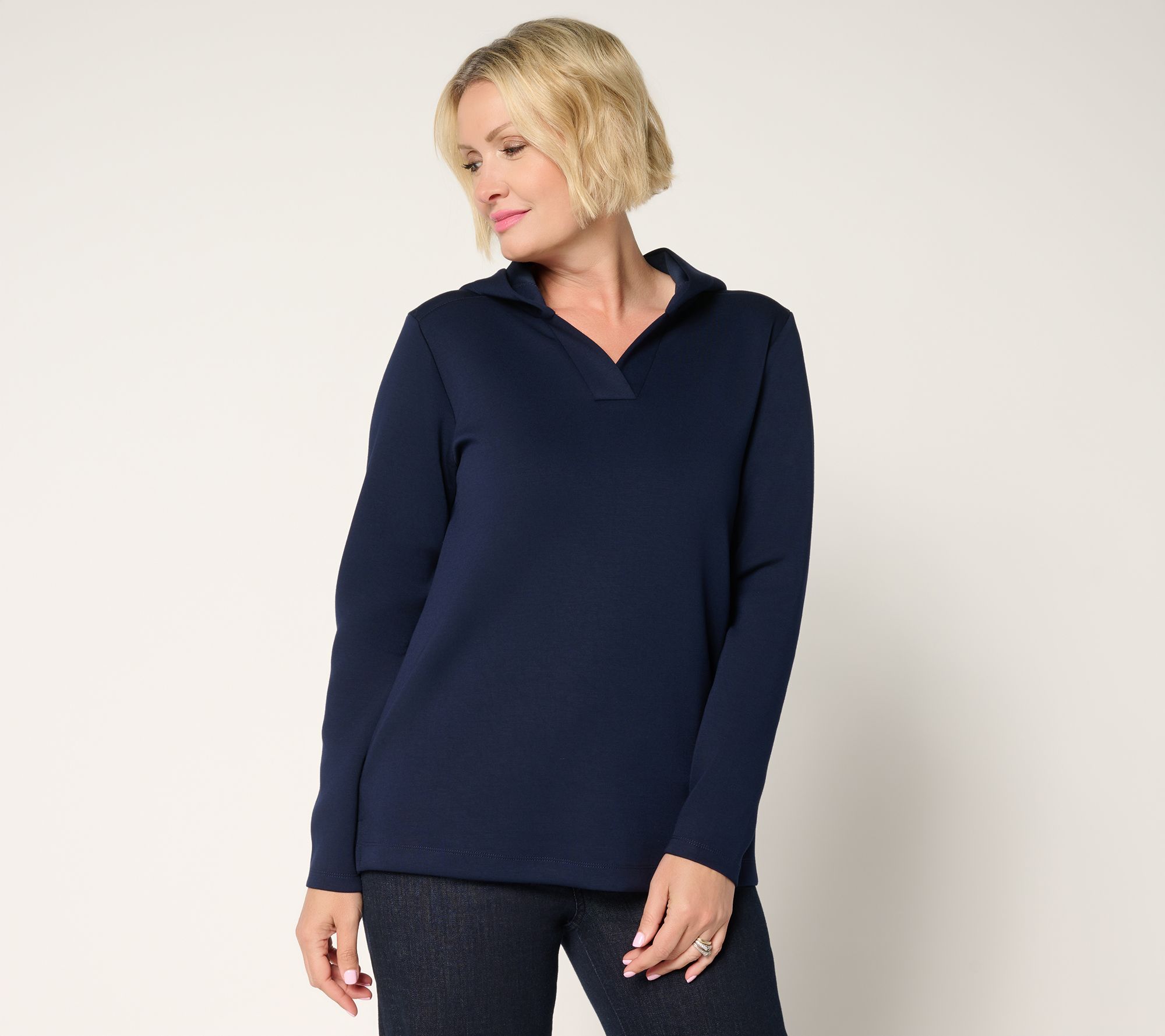 "As Is" Susan Graver Weekend Serene Knit Hooded Top