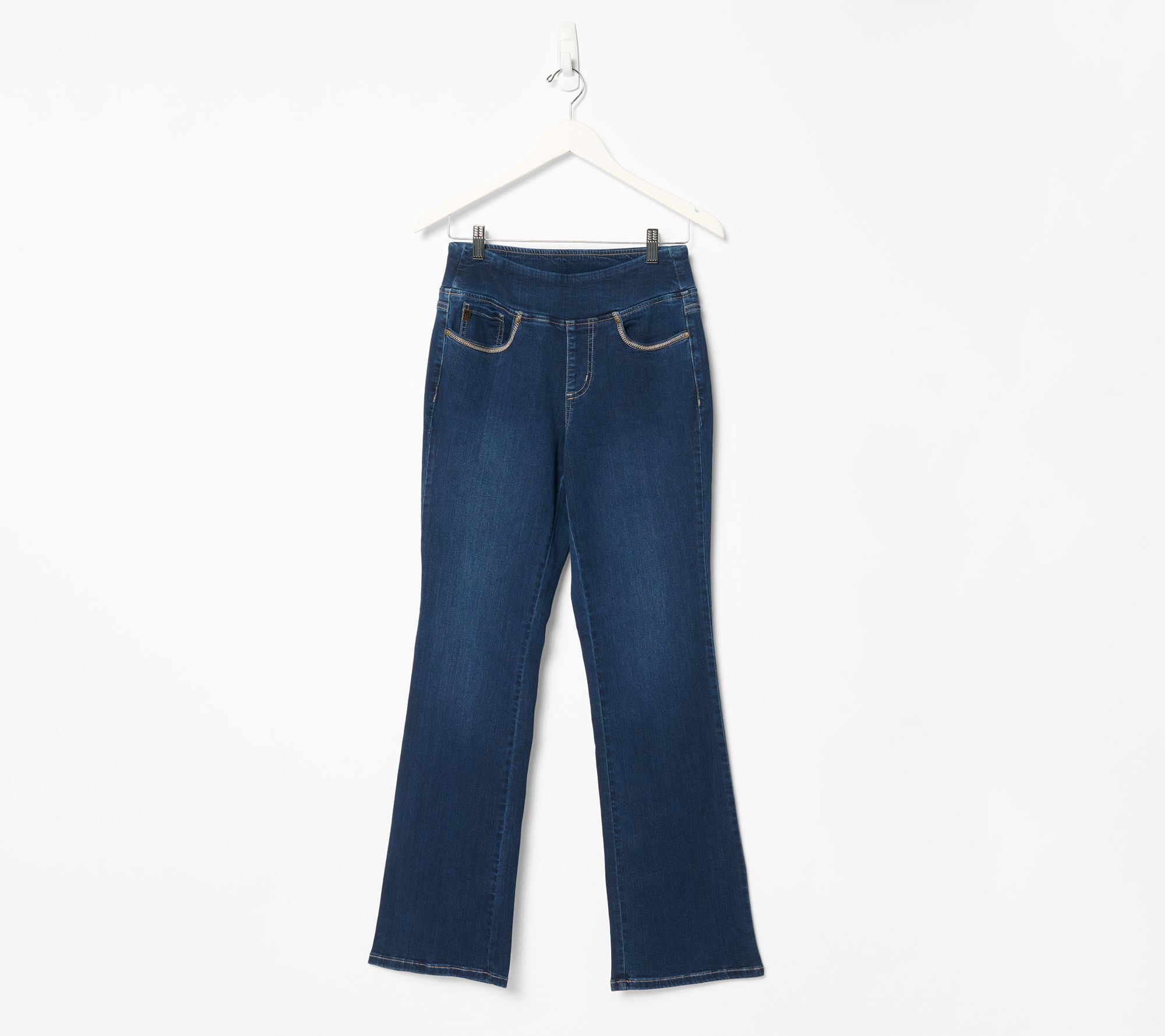 "As Is" Belle by Kim Gravel Pet TripleLuxe Denim Topstitch Boot Cut Jean