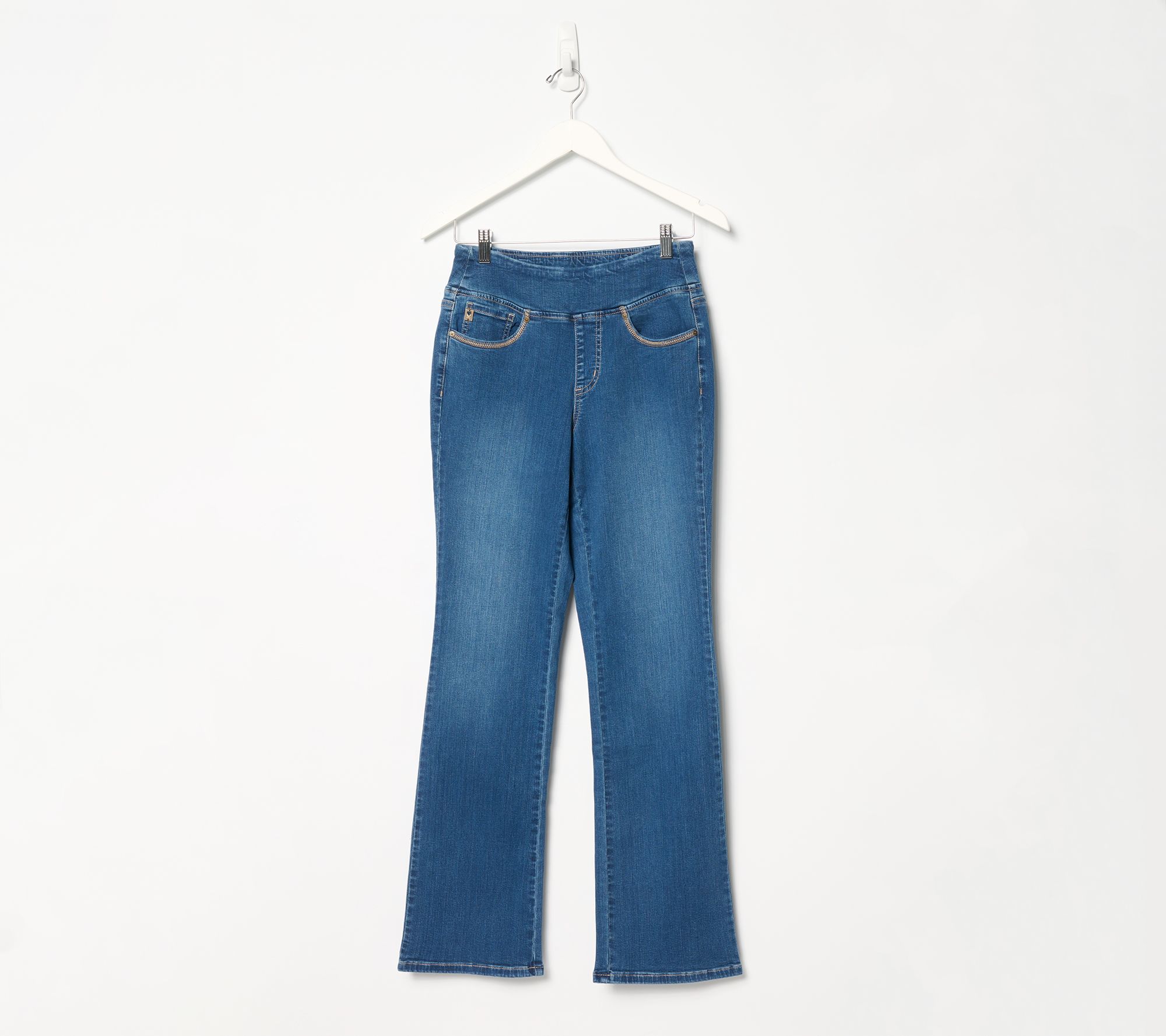 "As Is" Belle by Kim Gravel Pet TripleLuxe Denim Topstitch Boot Cut Jean