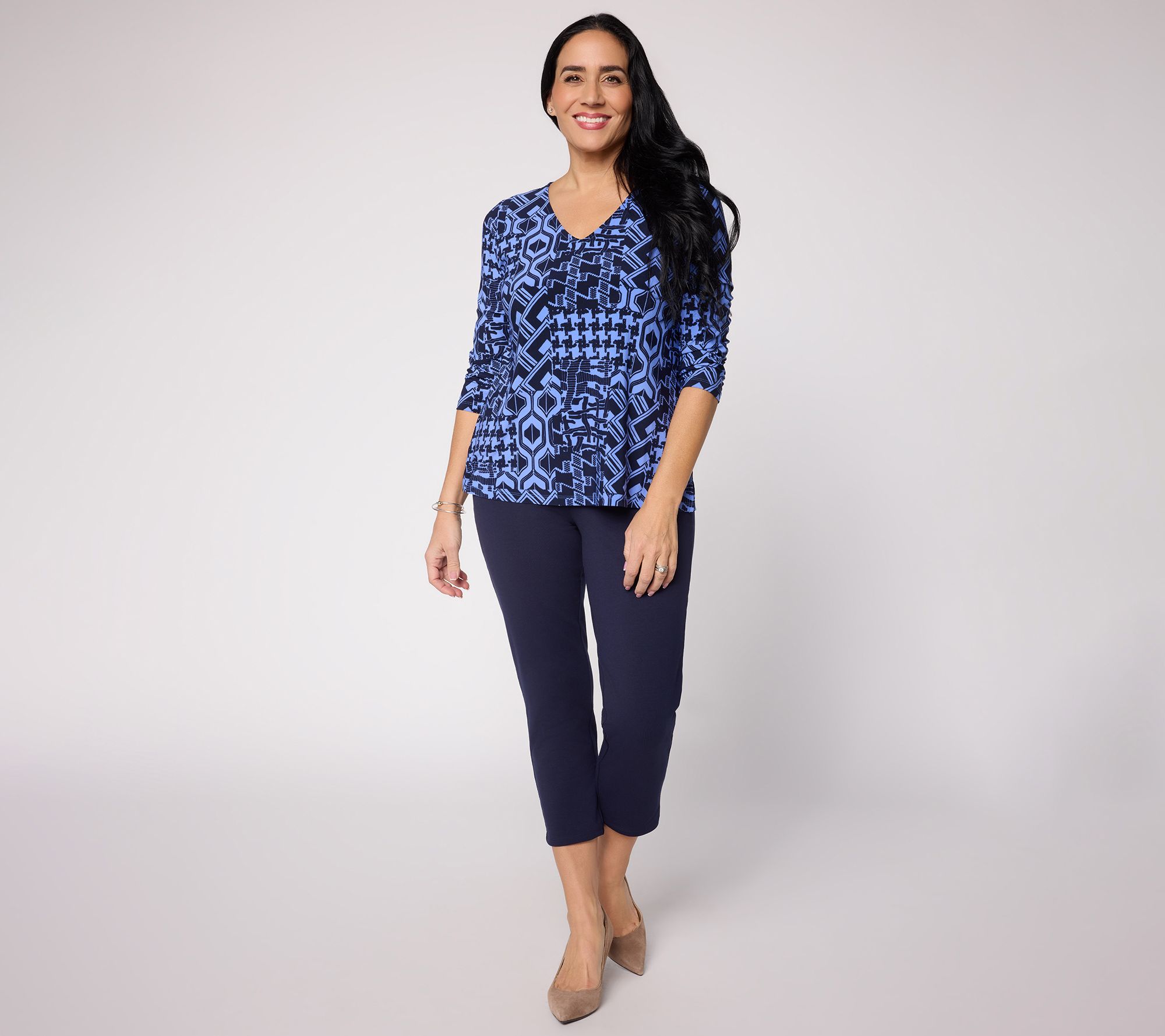 "As Is" Attitudes by Renee Regular Printed Top & Solid Pant Set