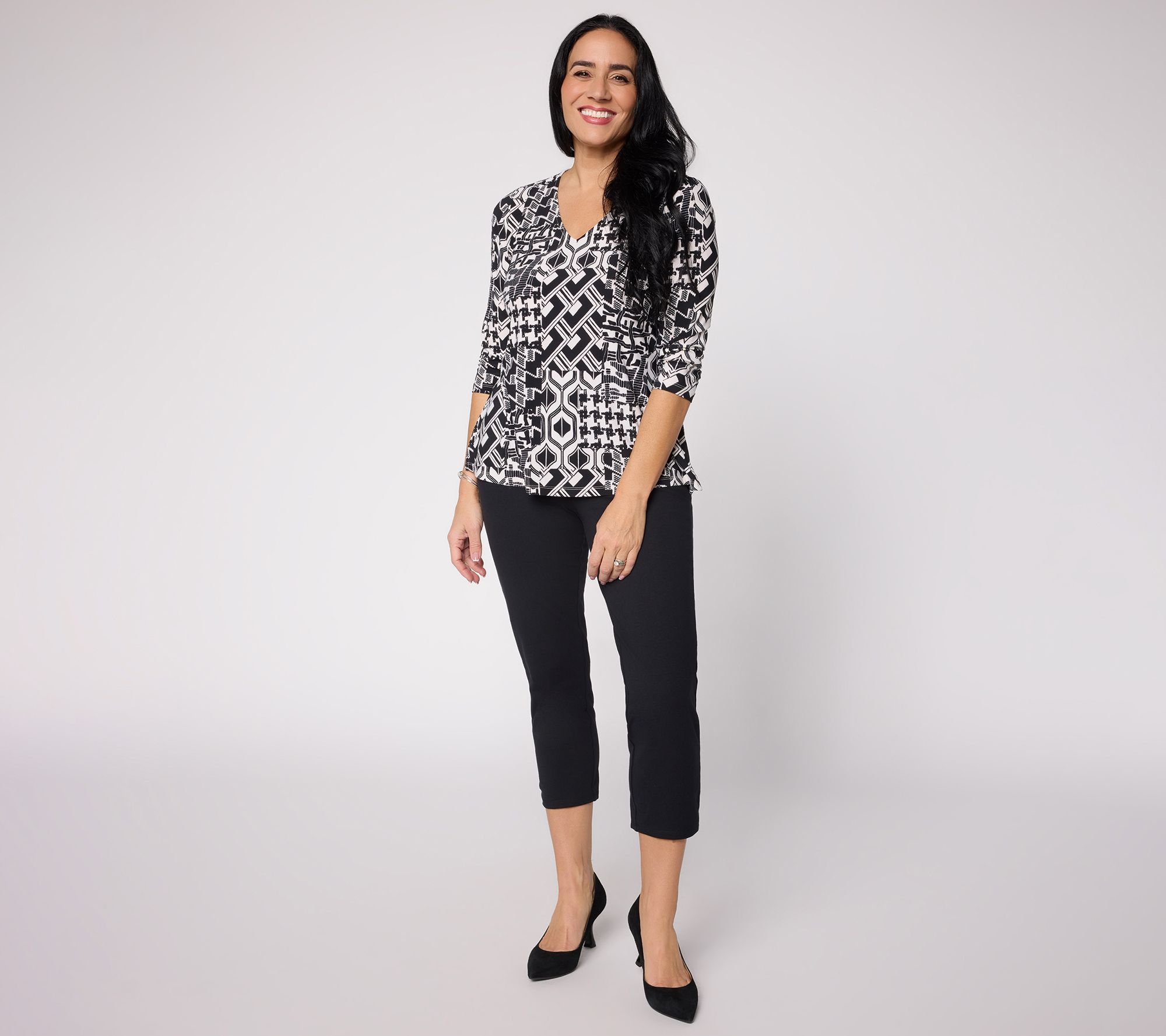 "As Is" Women with Control Regular Printed Top & Solid Pant Set