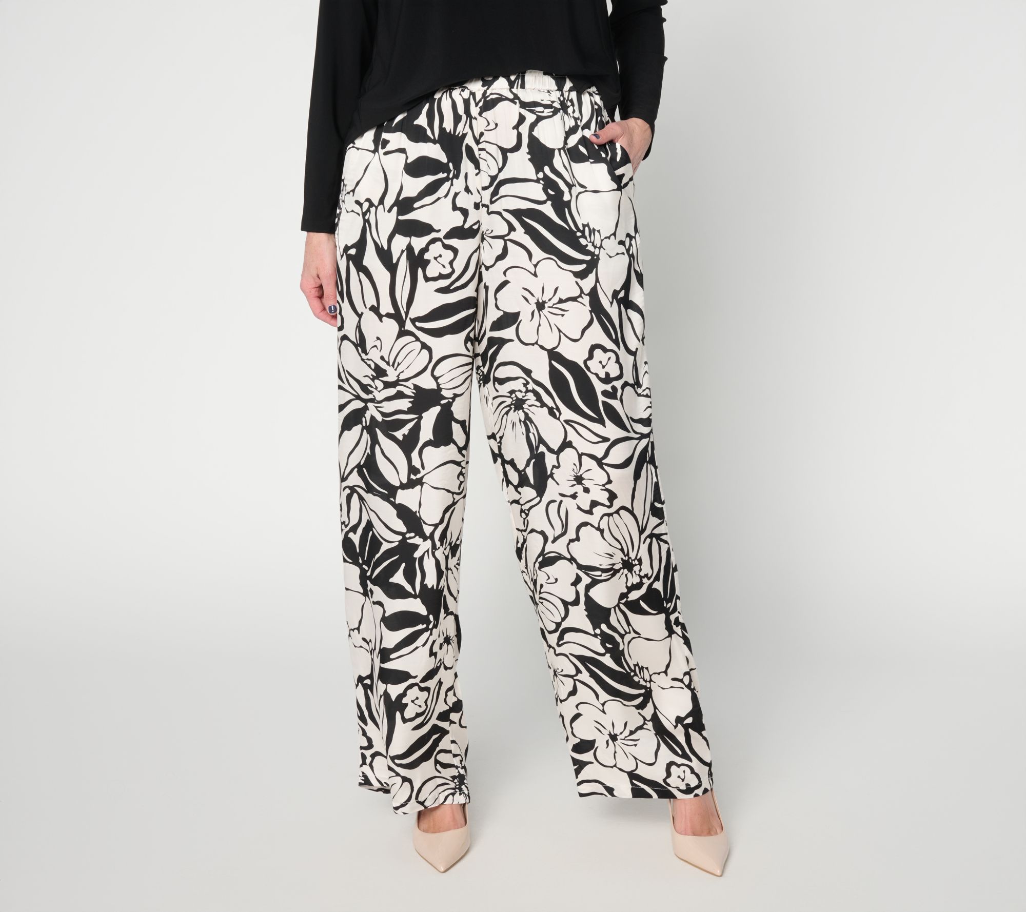 "As Is" Dennis Basso Regular Printed Wide Leg Pull-On Pant