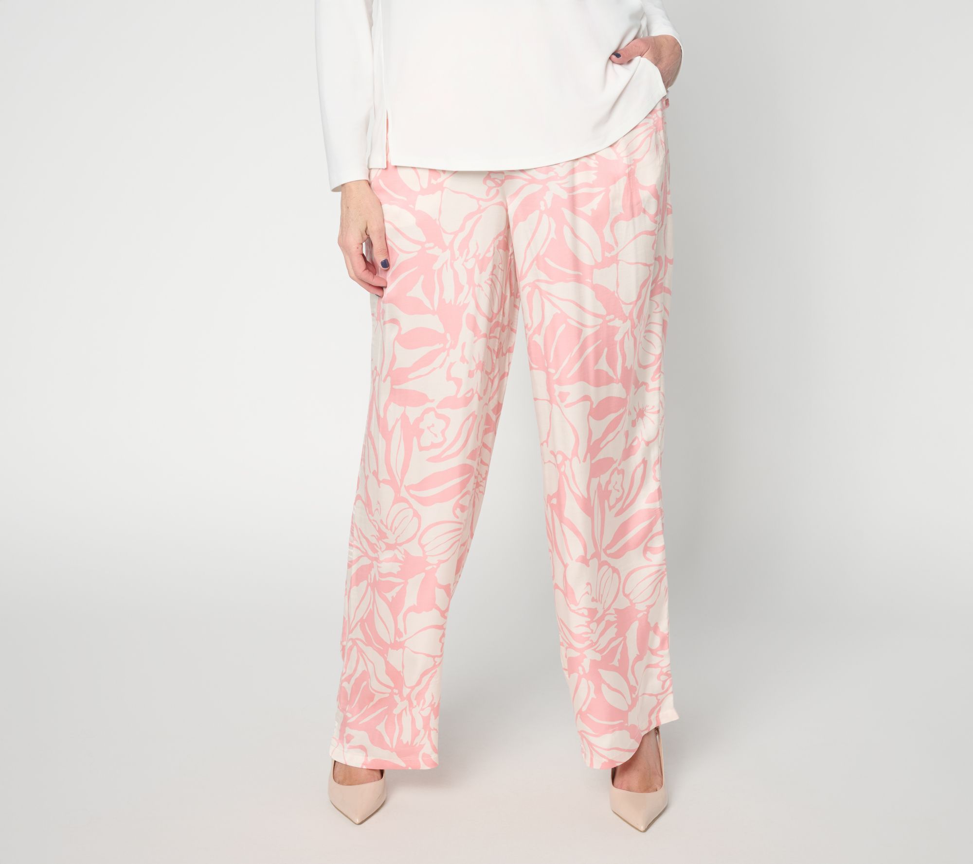 "As Is" Dennis Basso Regular Printed Wide Leg Pull-On Pant