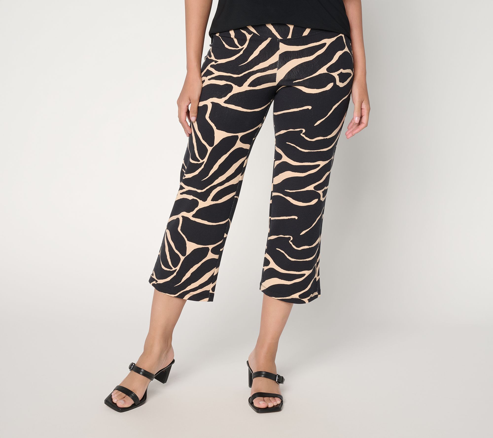 "As Is" Women with Control Regular Printed Knit Crop Chic Contour Pant