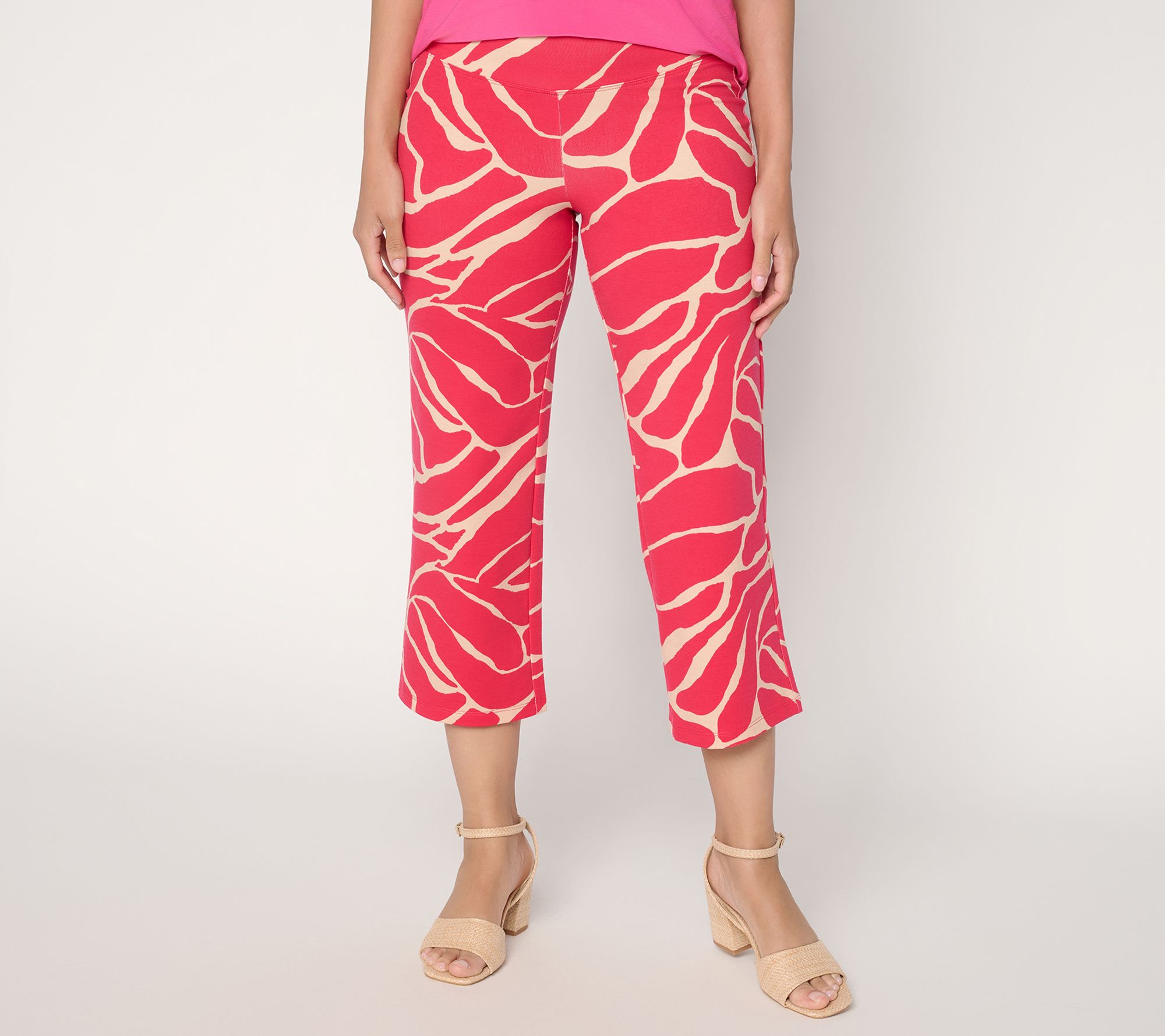 "As Is" Women with Control Regular Printed Knit Crop Chic Contour Pant