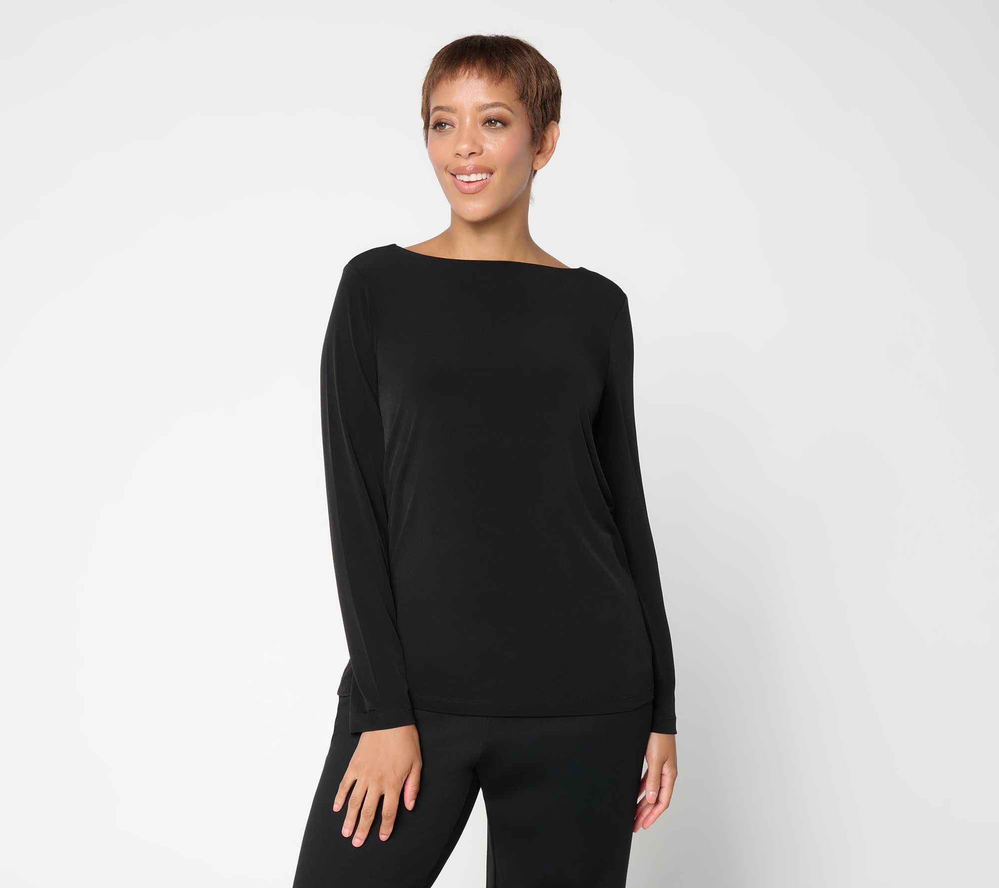 Susan Graver Essentials Liquid Knit Bateau Neck Top