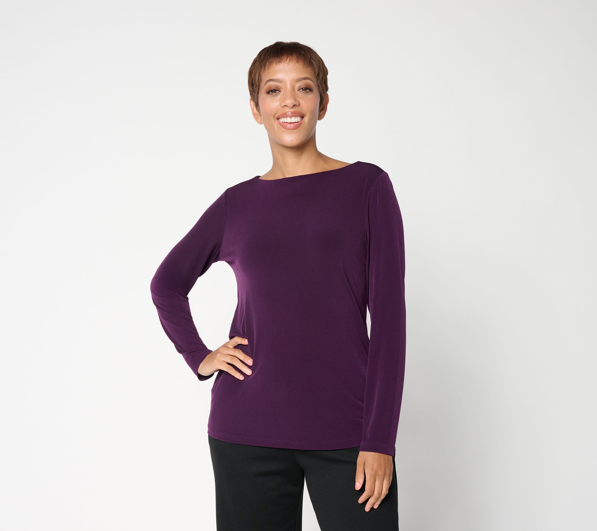 Susan Graver Essentials Liquid Knit Bateau Neck Top