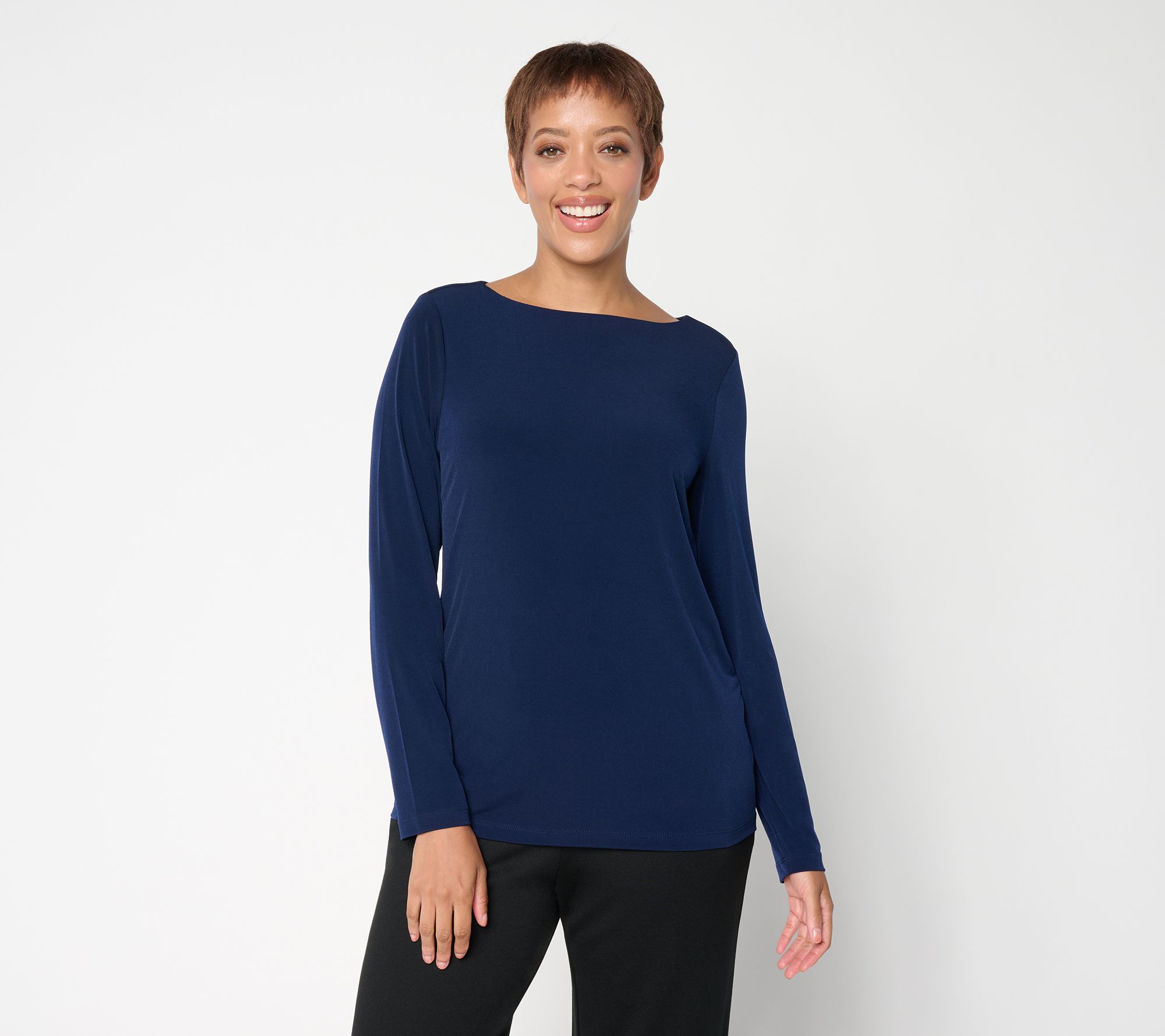 Susan Graver Essentials Liquid Knit Bateau Neck Top