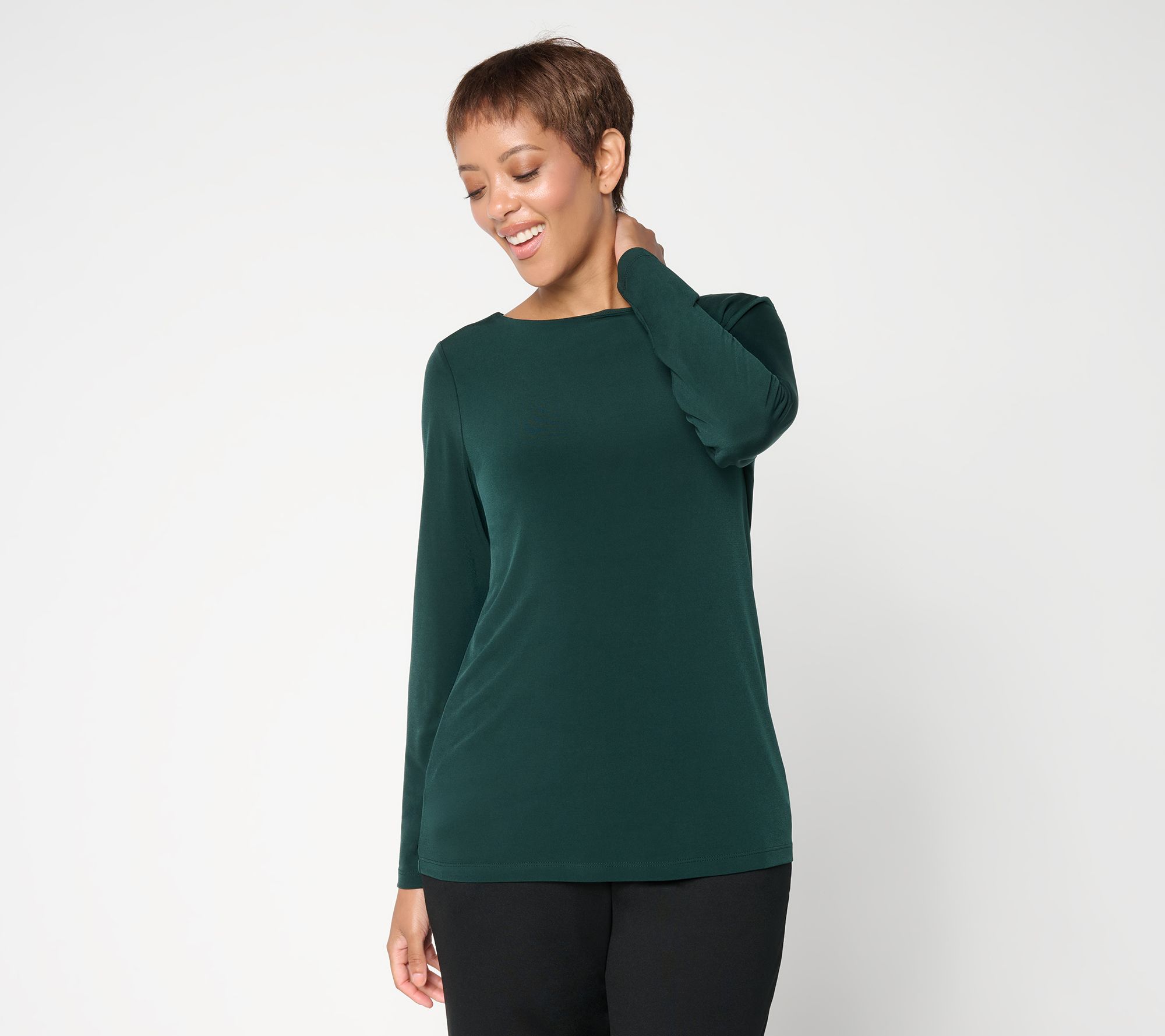 Susan Graver Essentials Liquid Knit Bateau Neck Top
