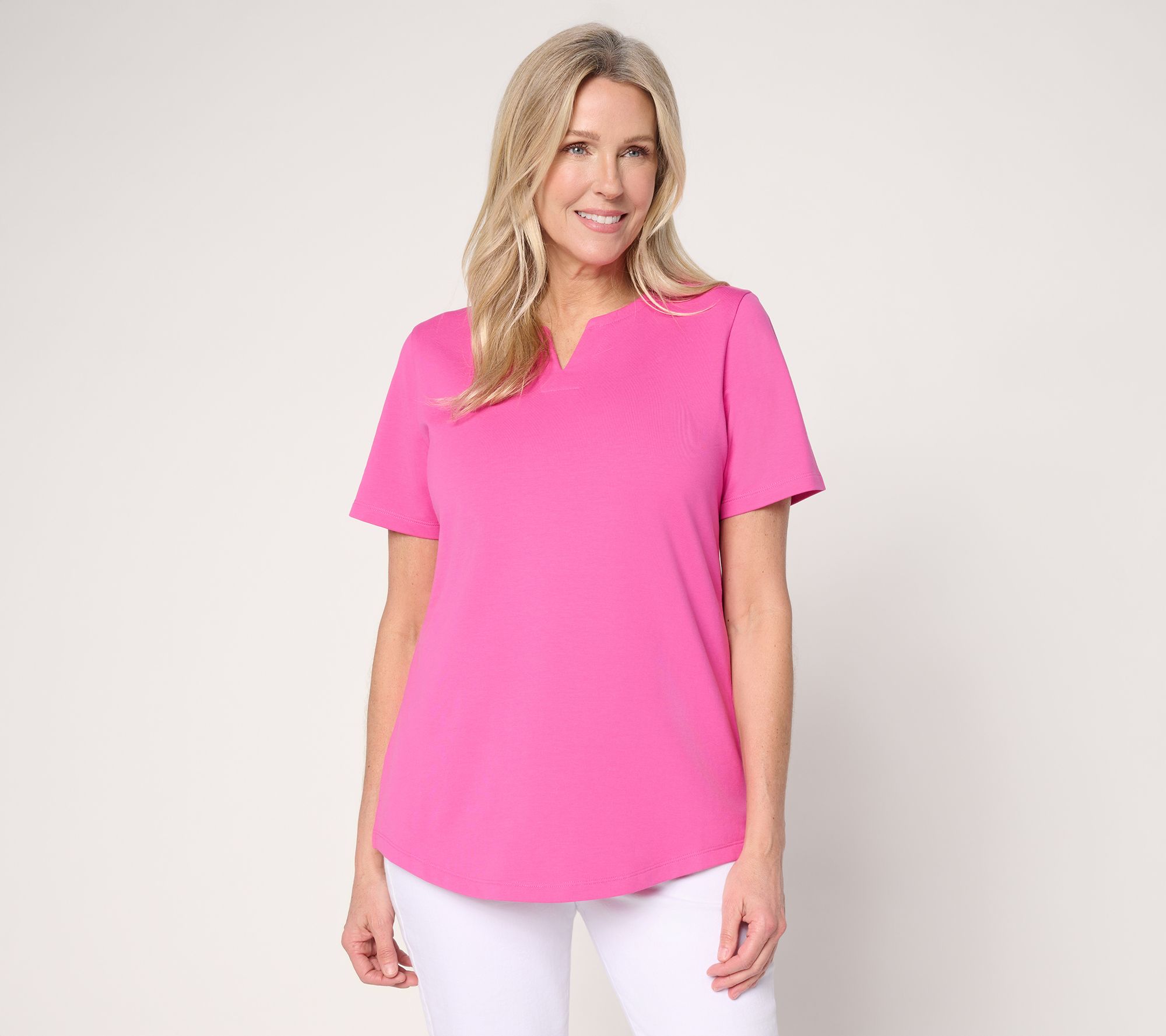 "As Is" Denim & Co. EasyWear French Terry Top with Shirttail Hem