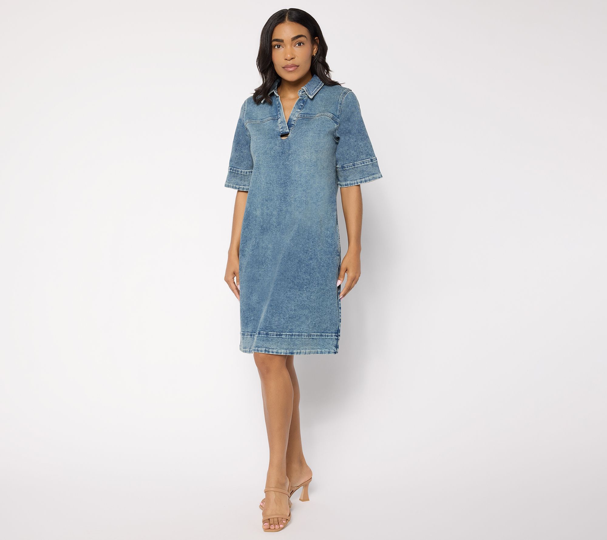 "As Is" Women with Control Regular Denim Shift Dress