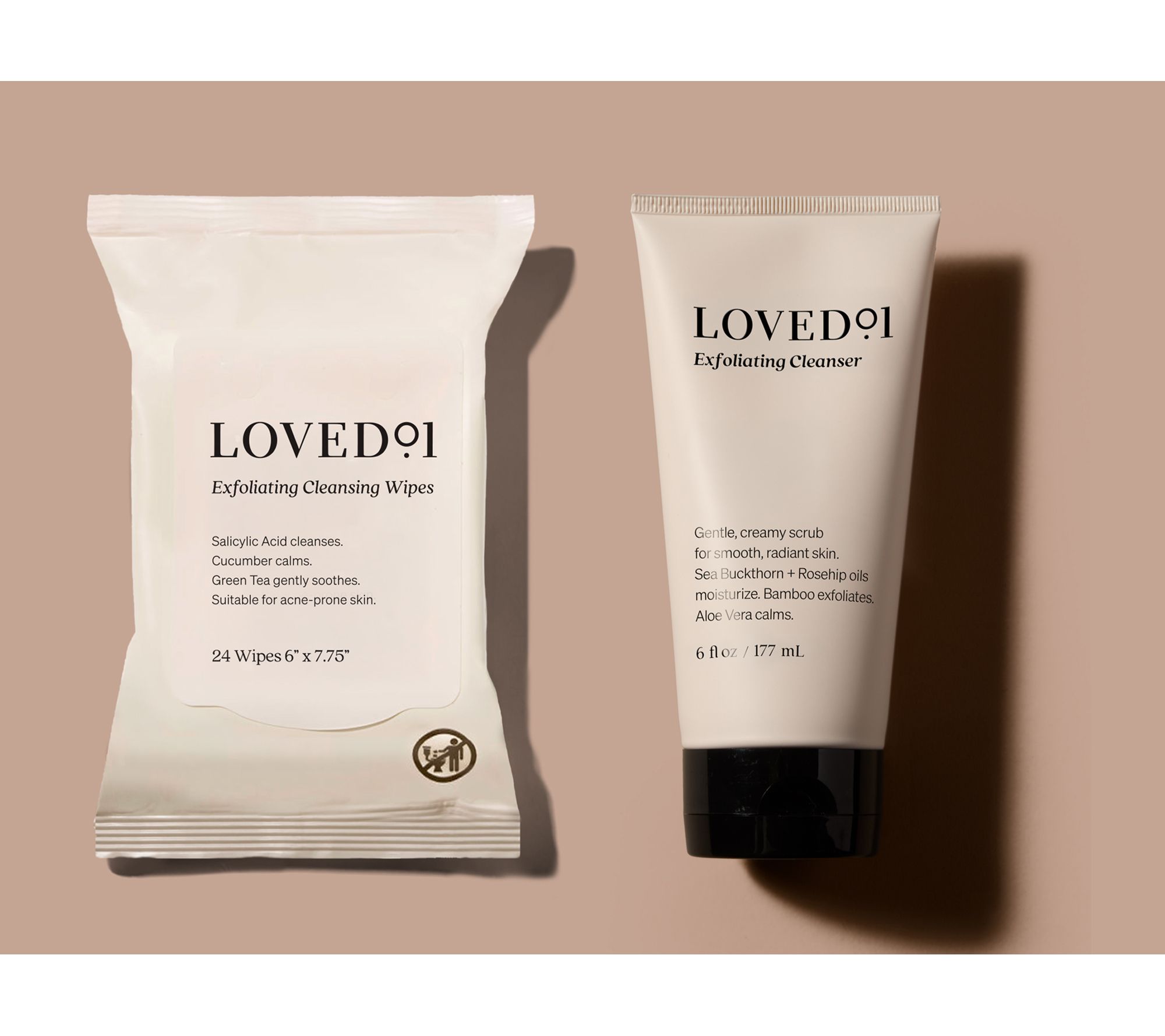 Loved01 Exfoliating Cleanser & Wipes Set