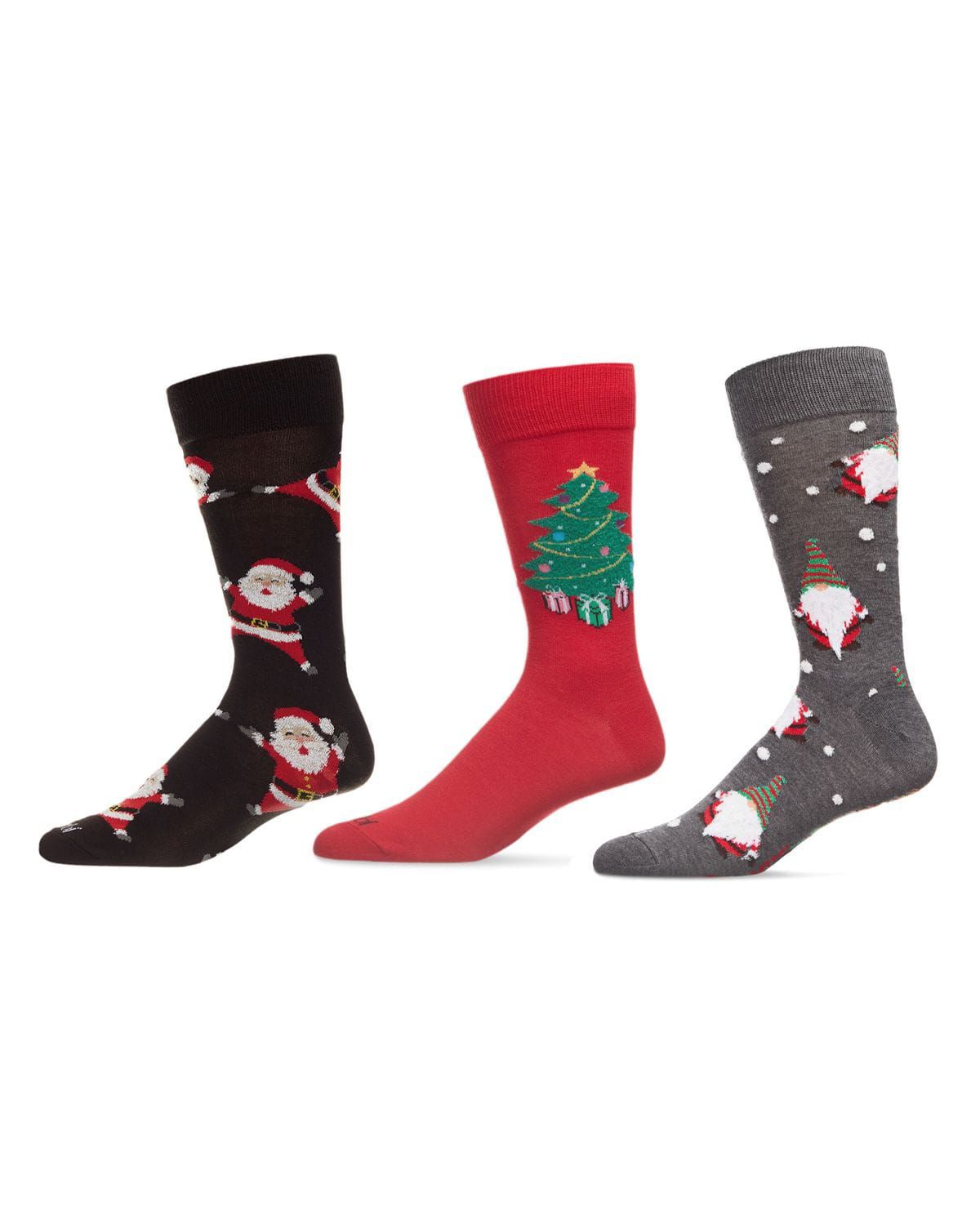  3 Pair Men's Holiday -Christmas Novelty Crew Socks
