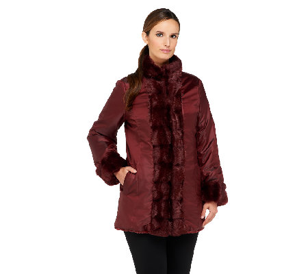 Dennis Basso Reversible Faux Fur Coat with Stand Collar - Page 1 — QVC.com