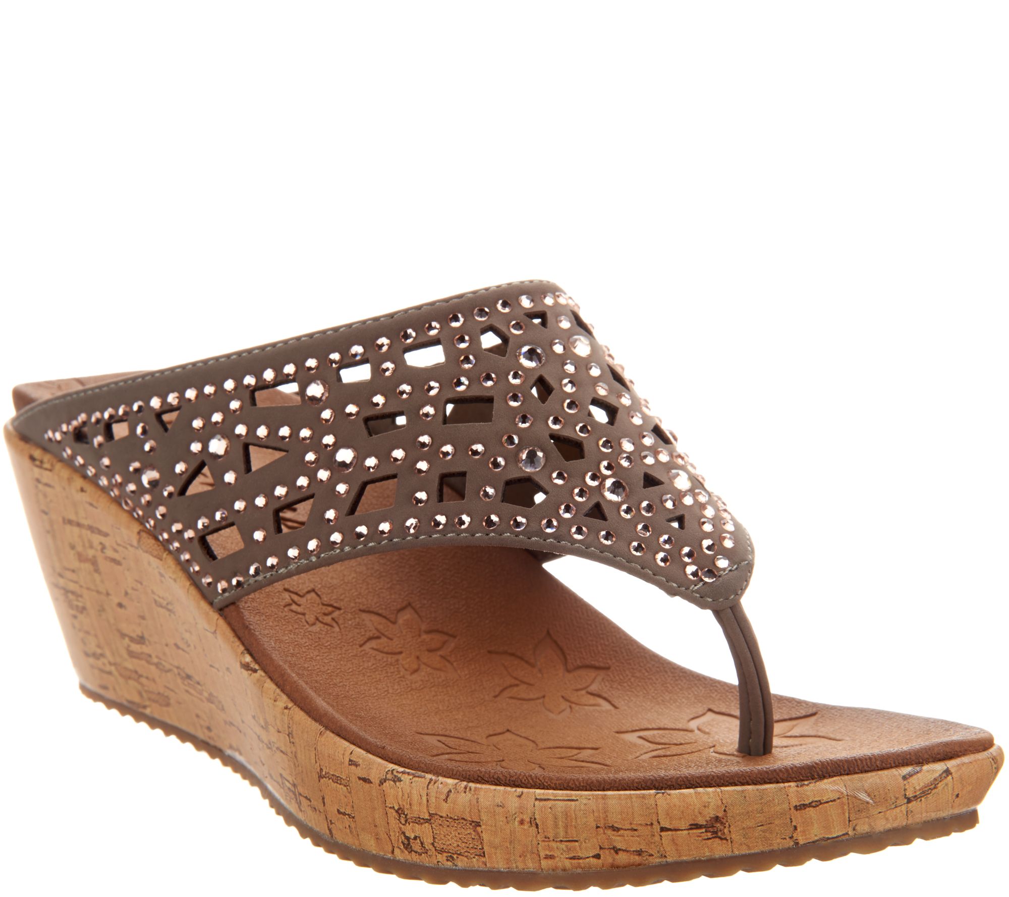 Skechers Wedge Thong Sandals w/ Rhinestones - Dazzled - Page 1 — QVC.com