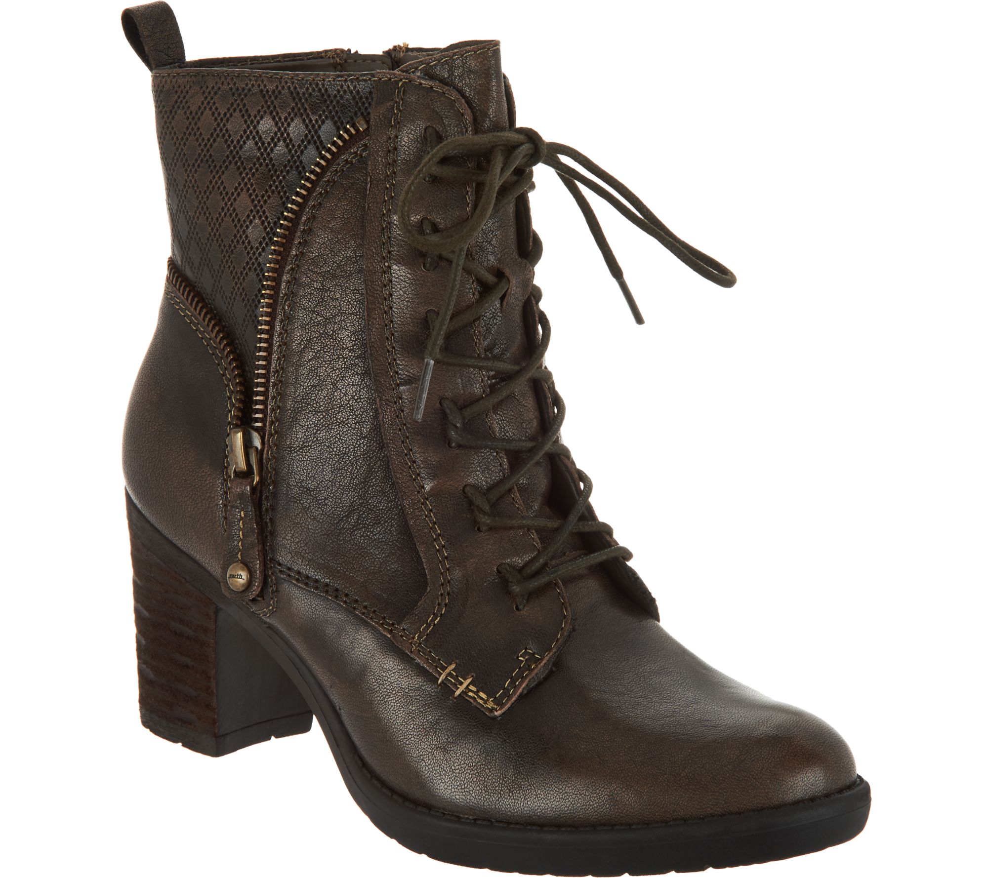 Earth Leather Block Heel Lace-up Ankle Boots - Missoula - Page 1 — QVC.com