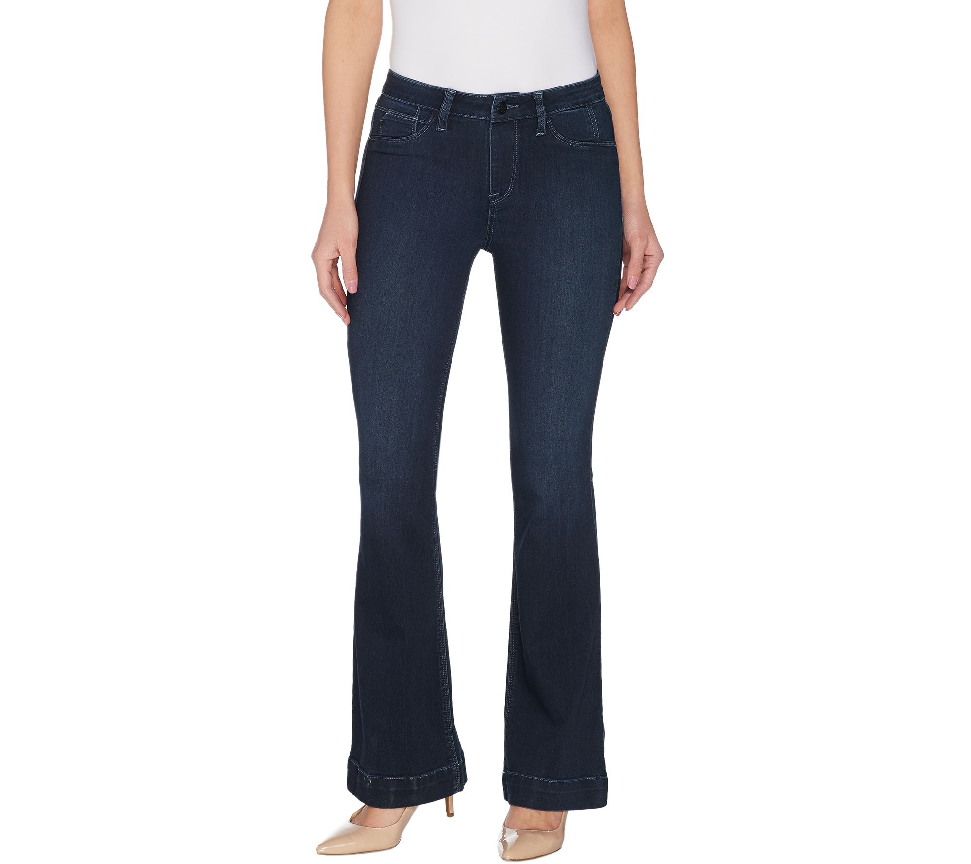 Laurie Felt Regular Silky Denim Flare Pull-On Jeans - QVC.com