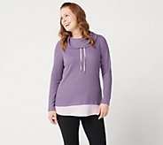 Denim & Co. Active Petite Waffle Knit Color-Blocked Tunic - A350059