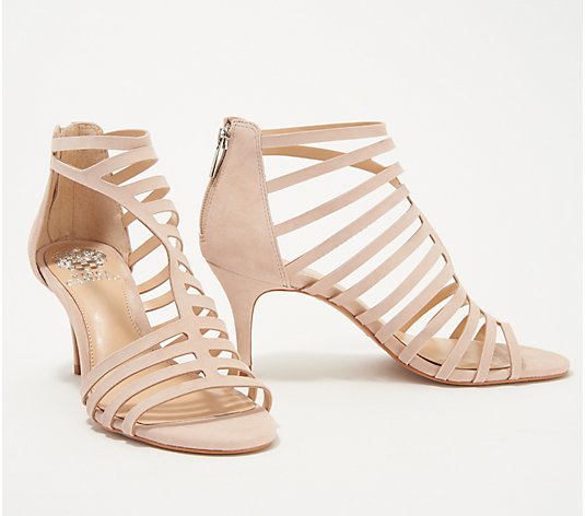 Vince Camuto Leather Cut-Out Heeled Sandals Petronia