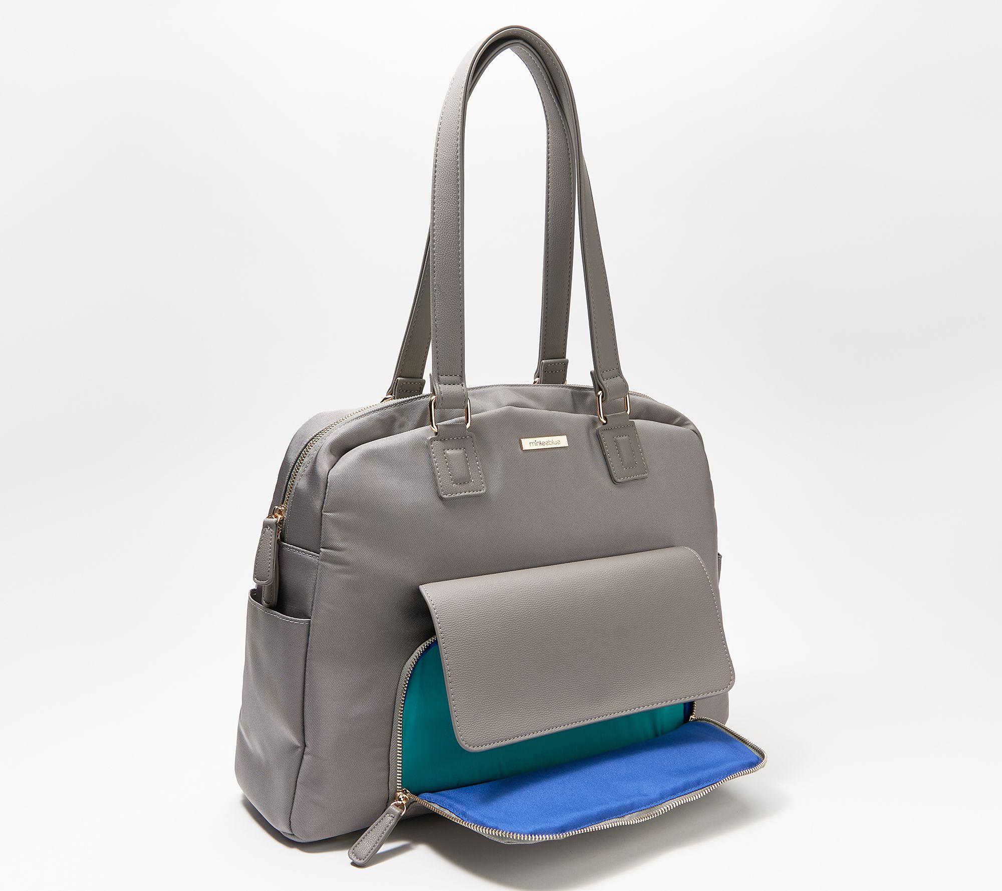 MinkeeBlue Nylon Tote with Insulated Lunch Bag - Carly - QVC.com