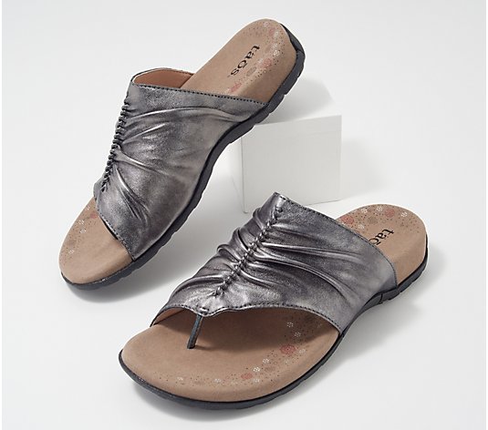 Taos Leather Ruched Toe Loop Sandals - Gift 2