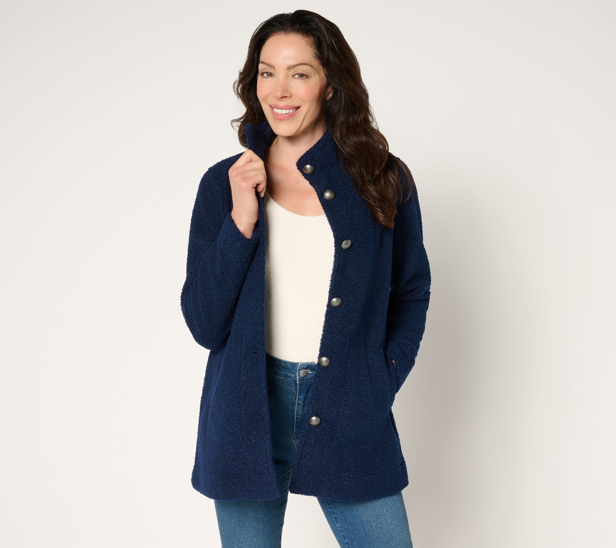 Susan Graver Weekend Knit Boucle Button-Front Jacket