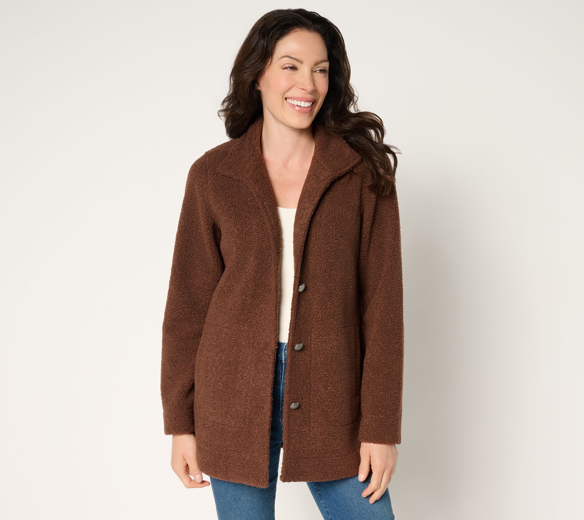 Susan Graver Weekend Knit Boucle Button-Front Jacket