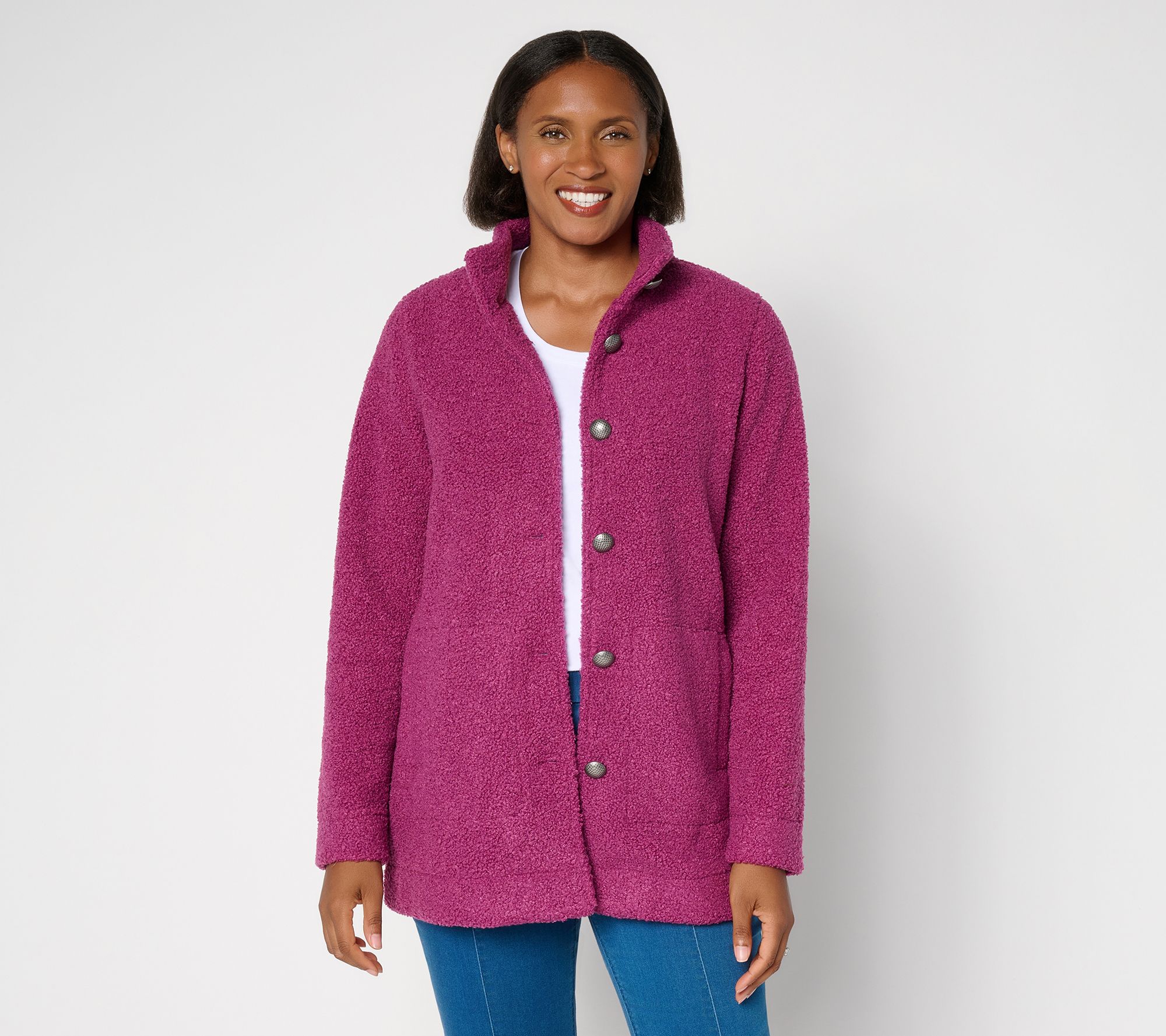 Susan Graver Weekend Knit Boucle Button-Front Jacket